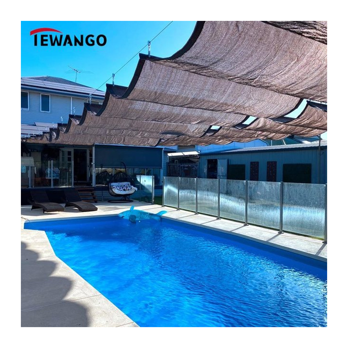 Tewango Sonnenschutz Netz aus HDPE-Stoff mit Anti-UV-Schutz für Garten, Pergola oder Schwimmbad, 180gsm - Bild 1