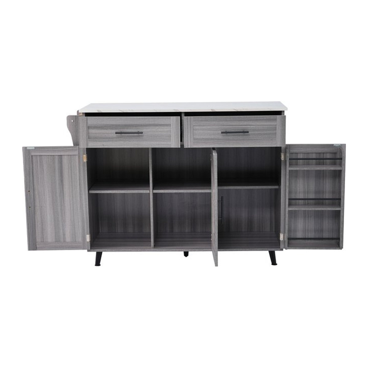 TG Electrical DE Kücheninsel Modern in Grau mit klappbarer Verlängerungsplatte und Rollen, B/T/H: 129 x 46/71 x 91,5 cm - Bild 1