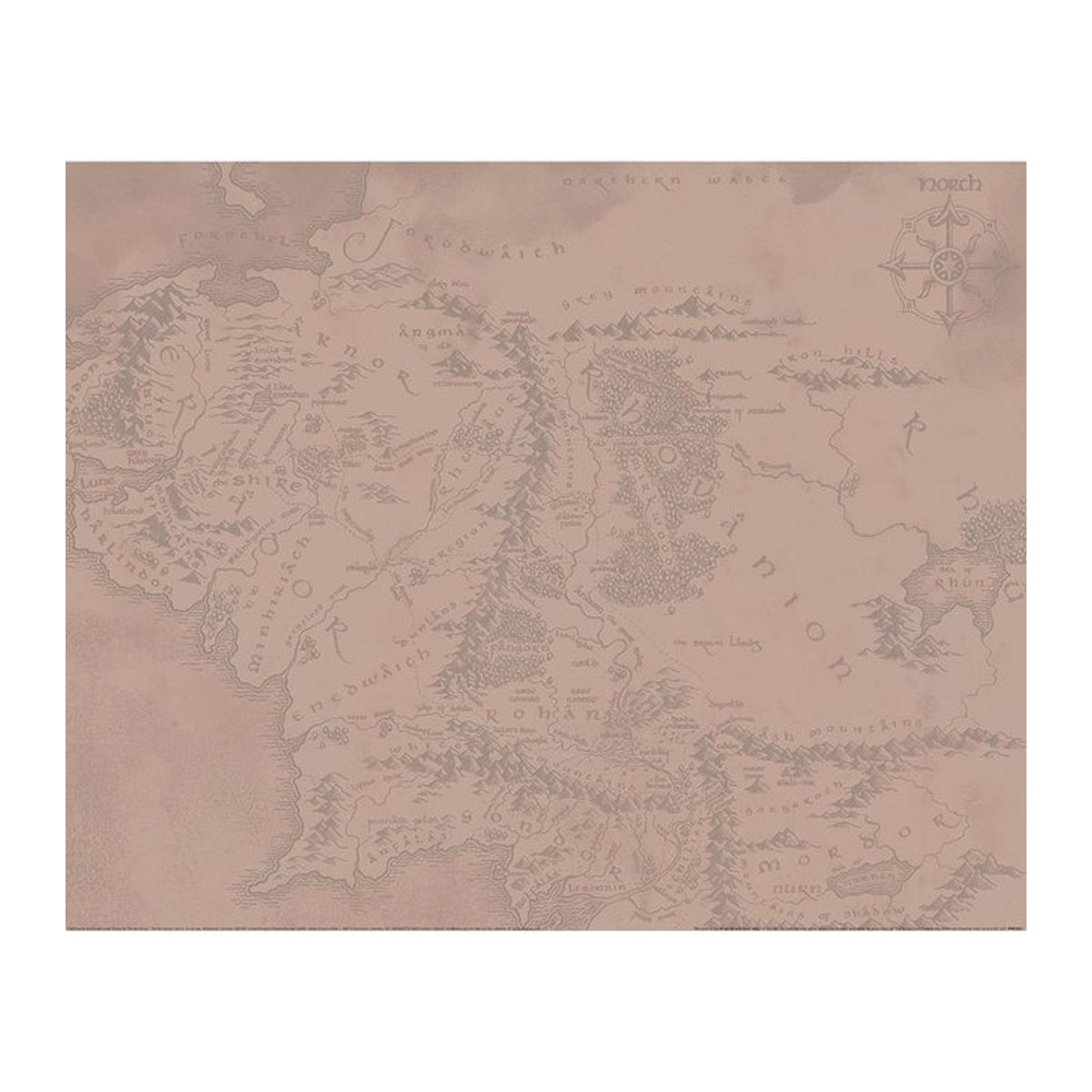 The Lord Of The Rings Mittelerde Papierdruck in Rot, Breite: 50 cm, Höhe: 50 cm - Bild 1