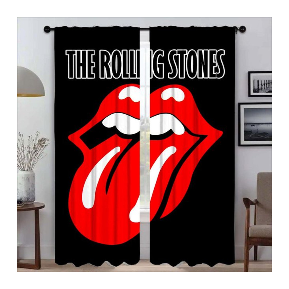 The Rolling Stones Trennvorhang für Zimmer und Küche, 2 Paneele, lichtdurchlässig, B: 50 cm, H: 70 cm pro Paneel - Bild 1