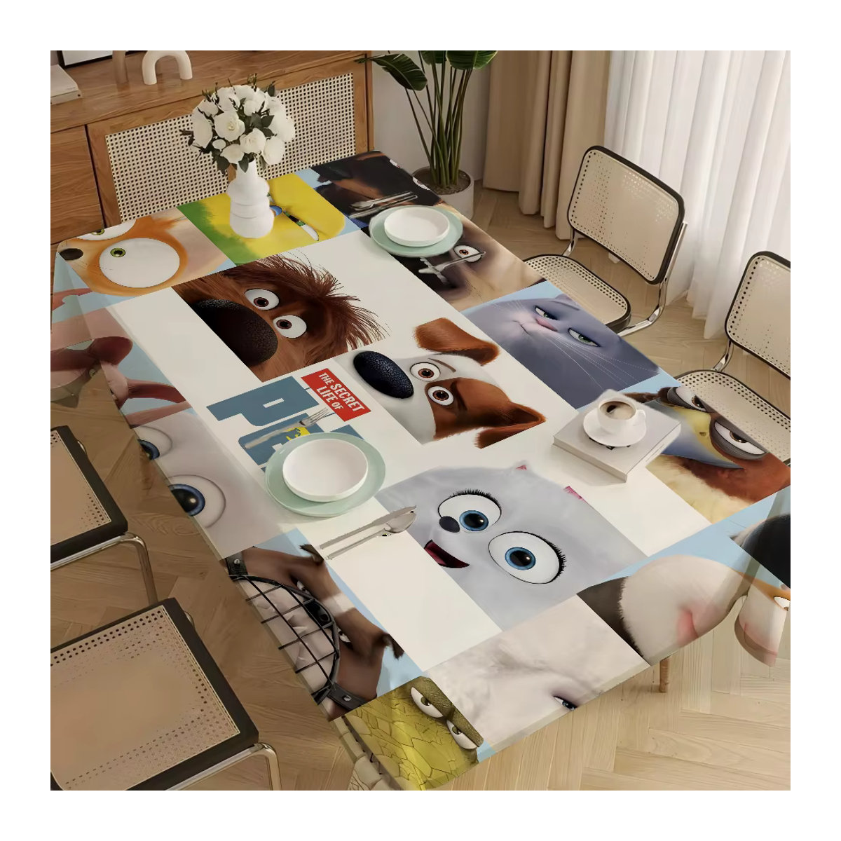 THE S-SECRET L-LIFE OF PETS Rechteckige Tischdecke aus Wachstuch mit Baumwollbeschichtung für Innen und Außen - Bild 2