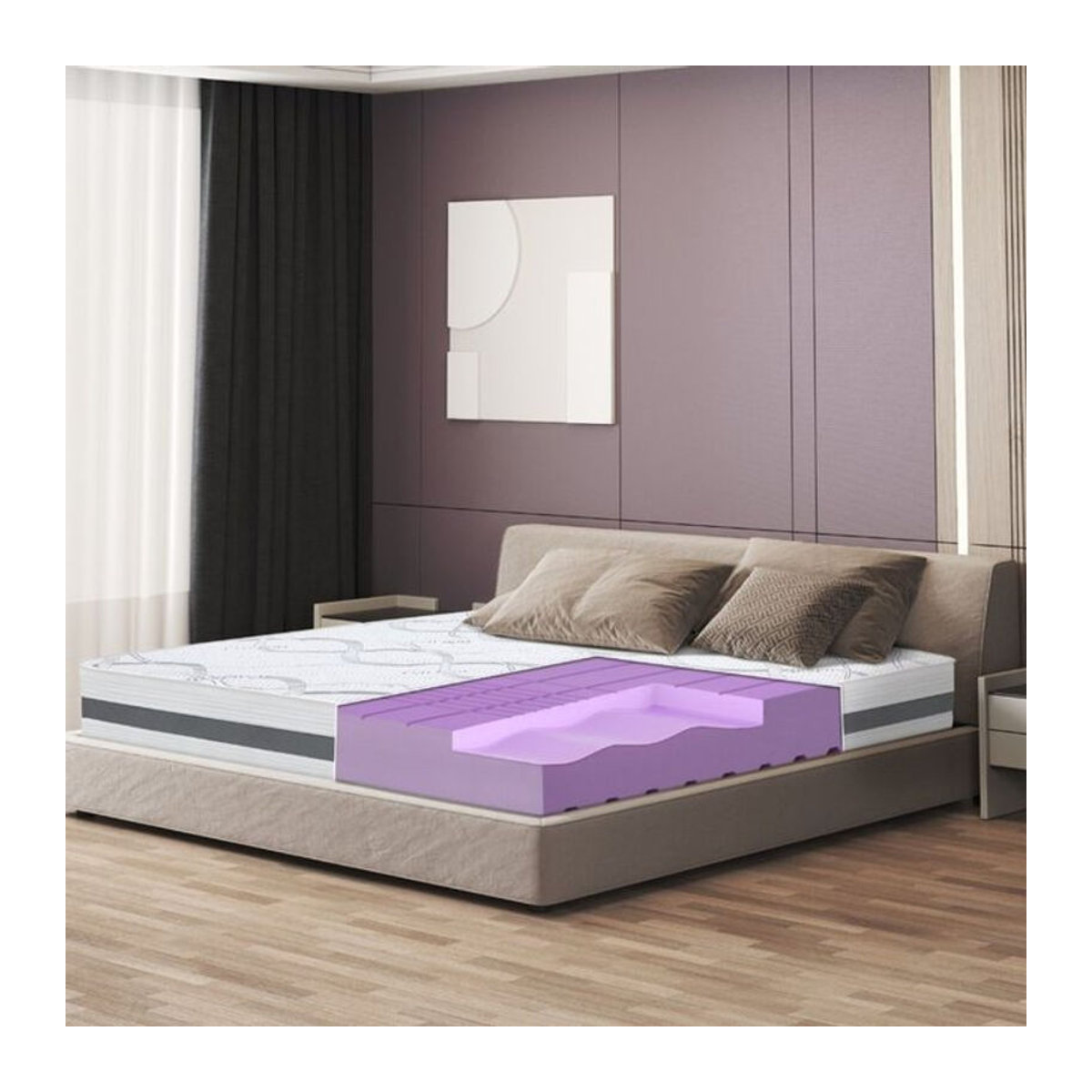 The White Stone Matratze in Weiß mit mittlerer Festigkeit H2, orthopädisch und selbstmodellierend, hypoallergen und atmungsaktiv, B/T/H: 100 x 195 x 25 cm - Bild 1