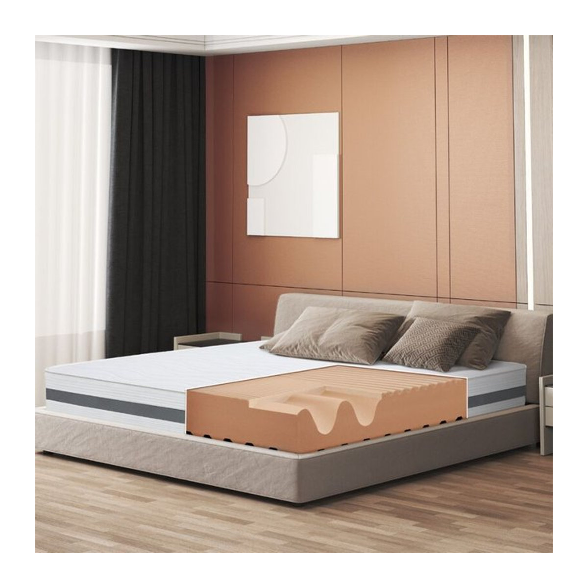 The White Stone Orthopädische Memory Visco Matratze in Weiß, B/T/H: 175 x 95 x 25 cm, mit 7 Zonen und hypoallergenem 3D Air Faserstoff - Bild 1