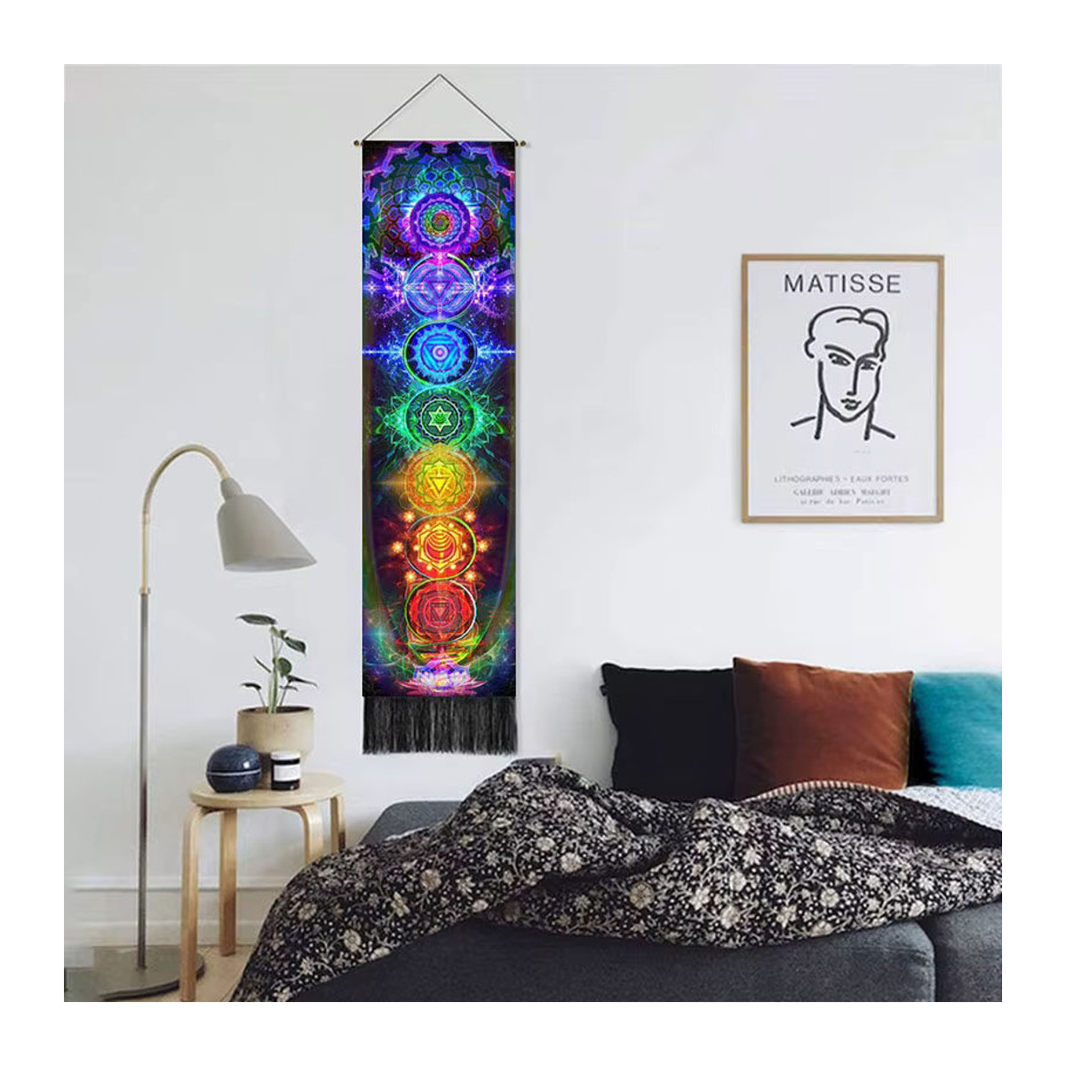 Thnow Decor Sieben Chakra Wandbehang Mandala Tapisserie im Boho-Stil, mehrfarbig, B/H: 130 x 130 cm - Bild 2
