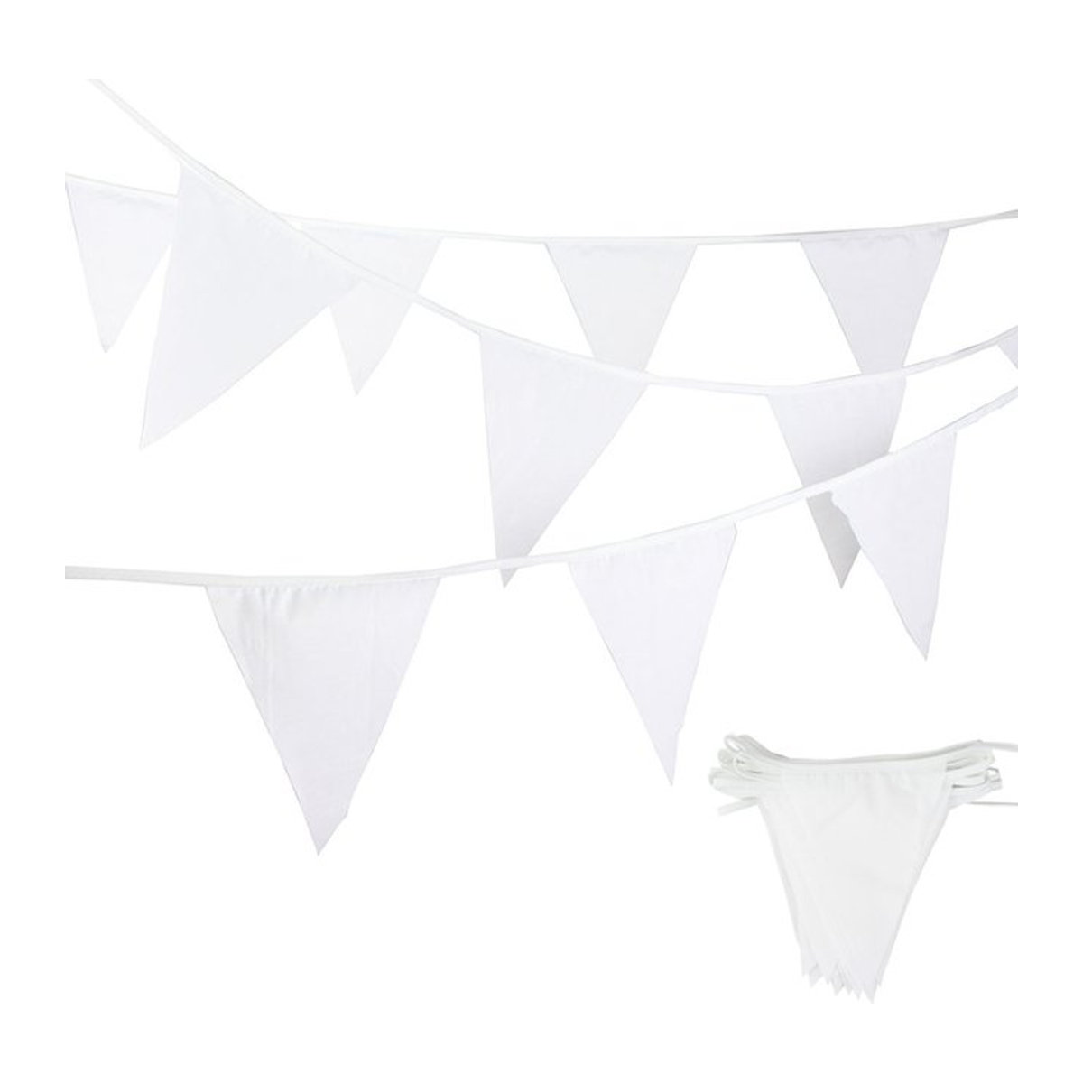 Thousxiu Wimpel-Banner aus Baumwolle in Weiß für Hochzeiten und Geburtstage, minimalistische Textil-Dekoration zum Aufhängen - Bild 1