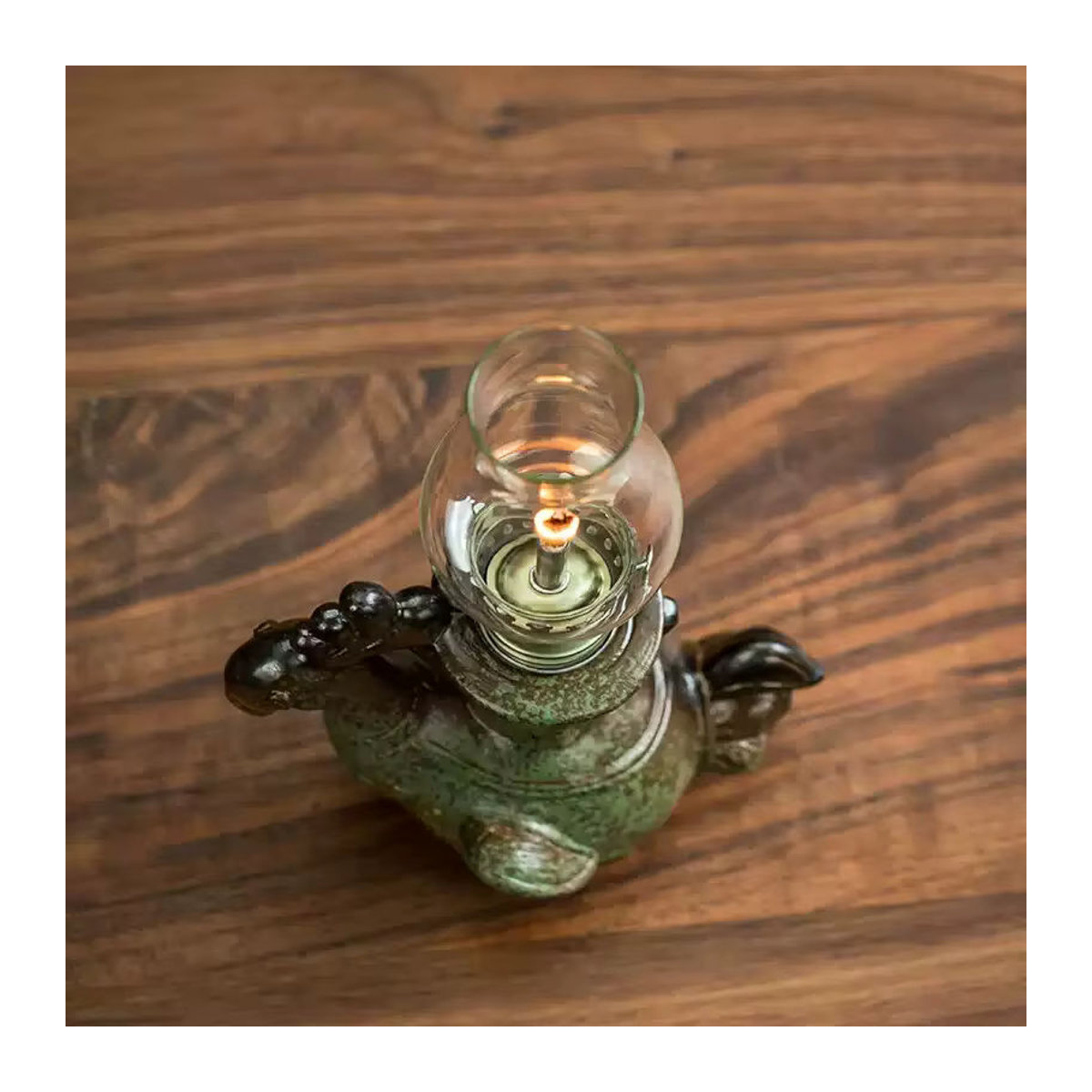 Tiaking Vintage Öllampe aus Keramik und Glas in Grün zur Teehaus-Dekoration - Bild 5