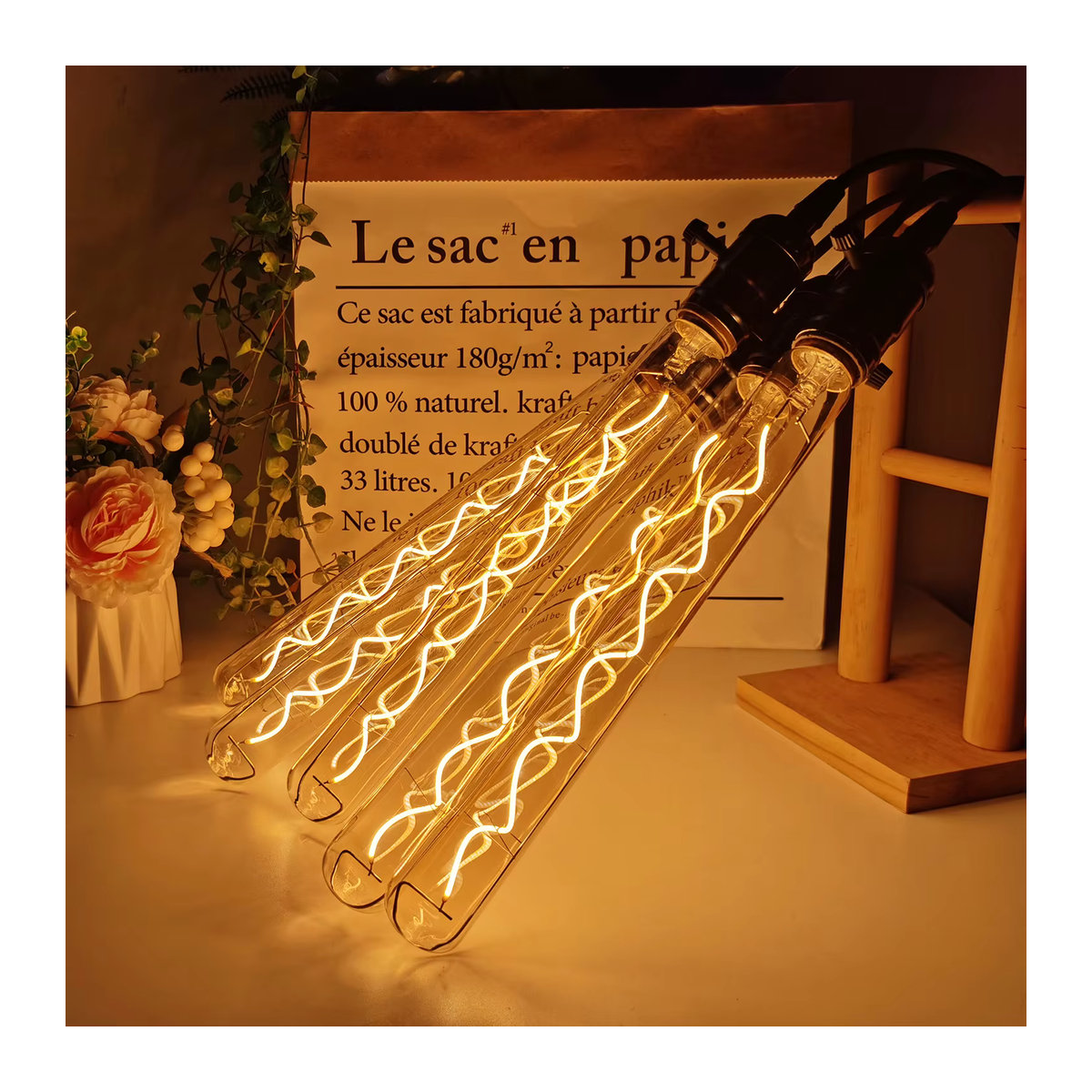 TIANFAN Retro LED-Lampe mit T32-Spiralfilament, dimmbar, 4 W, Länge: 30 cm - Bild 2