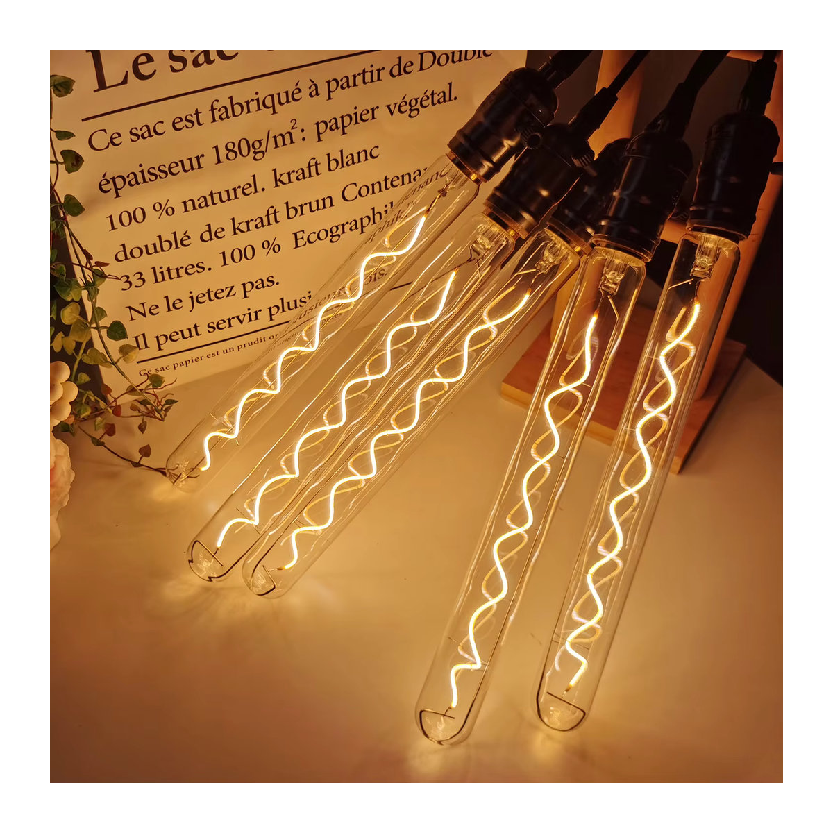 TIANFAN Retro LED-Lampe mit T32-Spiralfilament, dimmbar, 4 W, Länge: 30 cm - Bild 4