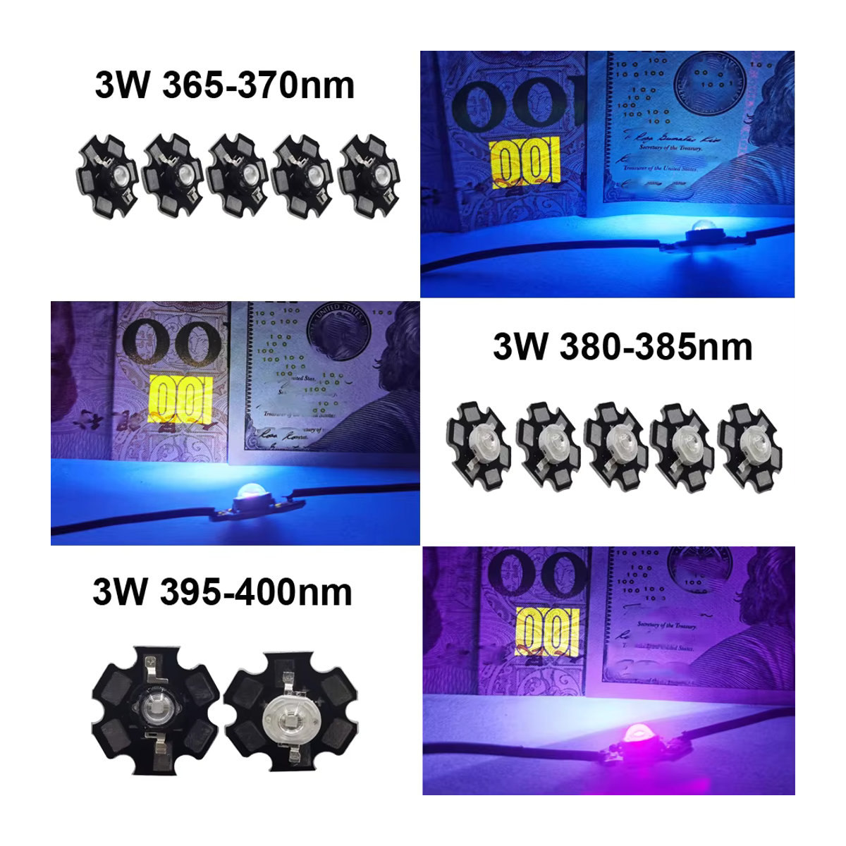 TiaoChongYi Hochleistungs-LED-UV-Lichtchip mit 20 mm PCB-Aluminiumsubstrat, 3 W, Wellenlängen 365 nm, 380 nm, 395 nm - Bild 3