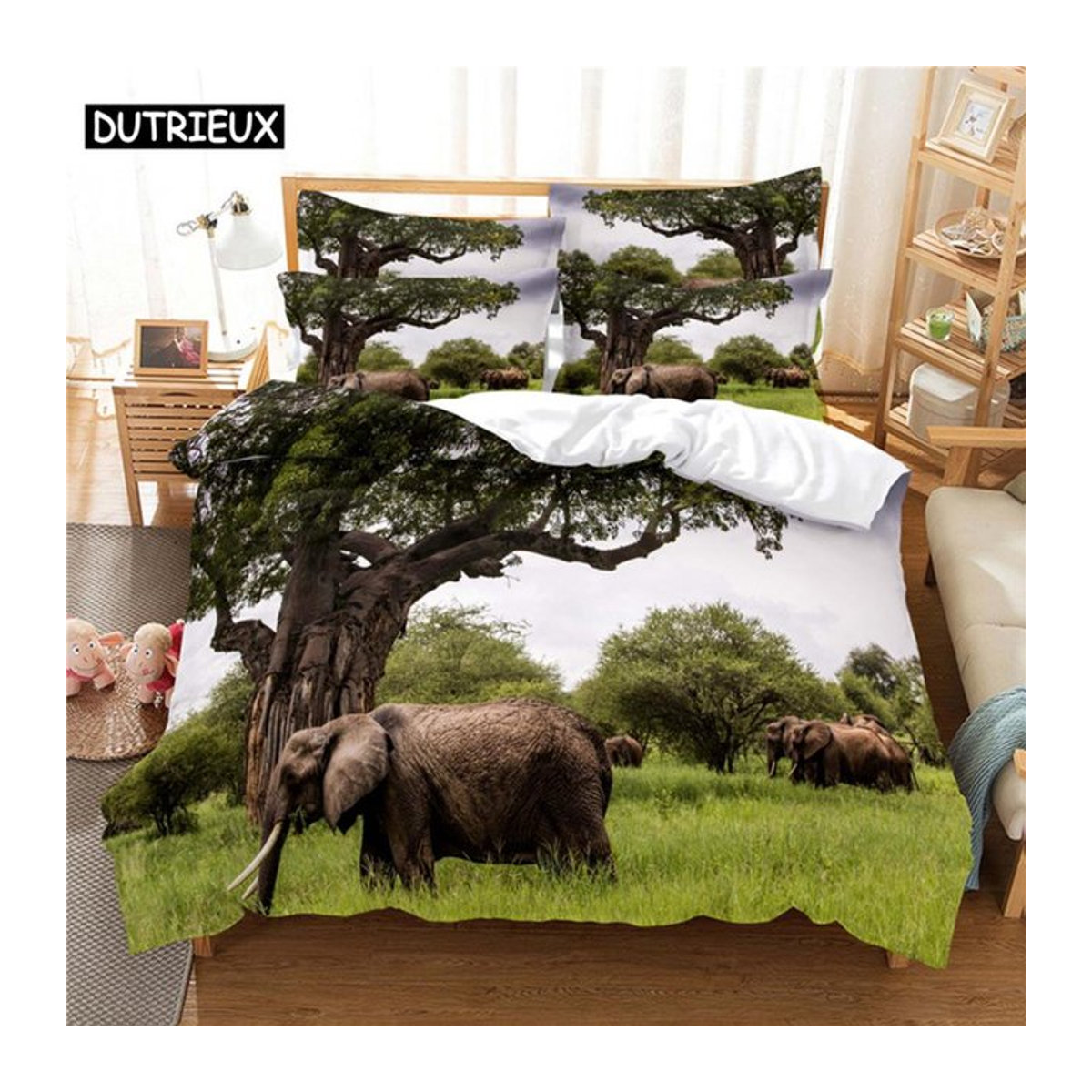 Tiere 3D-Bettwäsche-Set mit Digitaldruck und Reißverschluss, Single-Größe, B: 135 cm, H: 200 cm - Bild 1