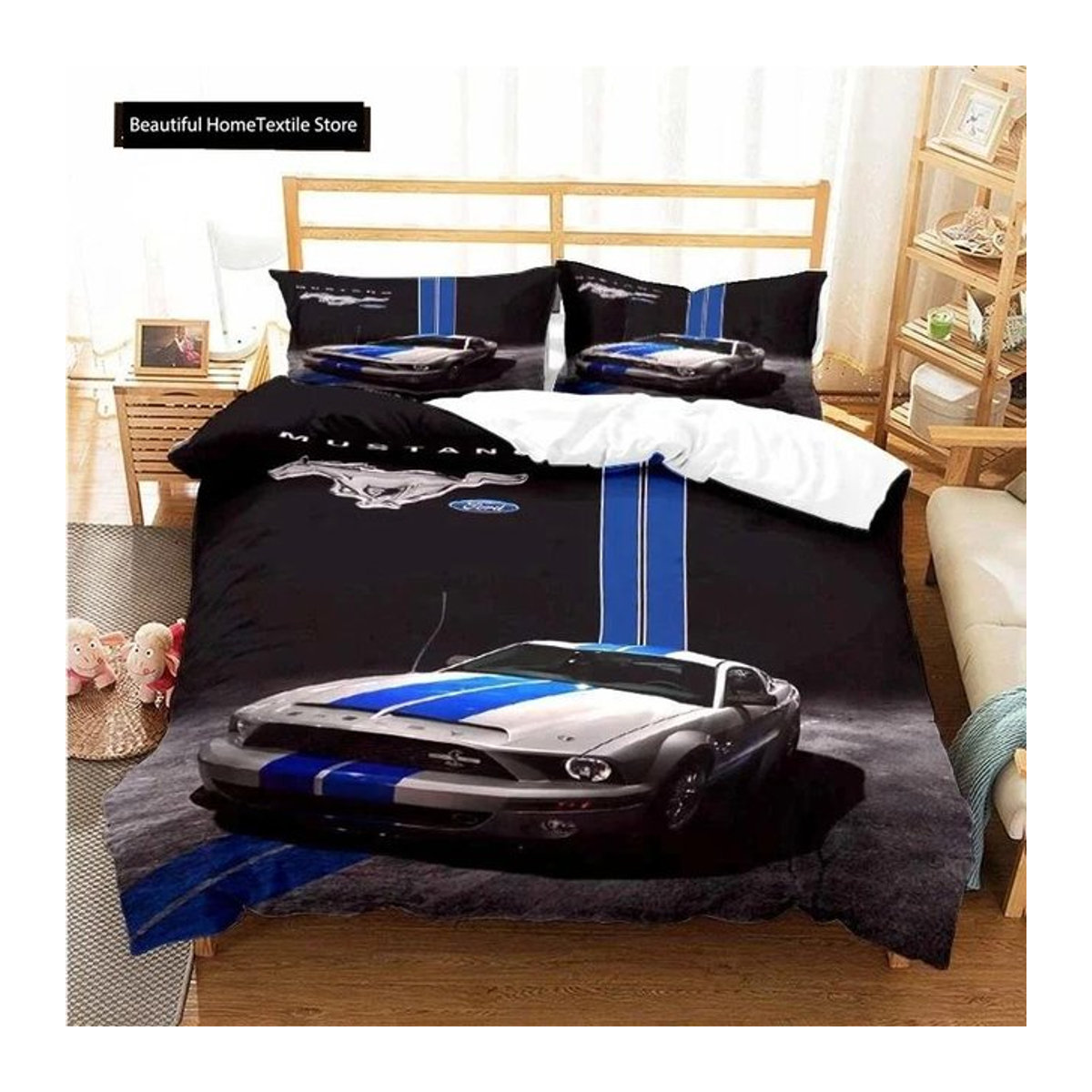 Tinika Chen Bettwäsche Set mit Auto Muster für das Kinderzimmer, bestehend aus Bettdecke, Bettbezug und Kissenbezug, B/H: 150 x 200 cm - Bild 1