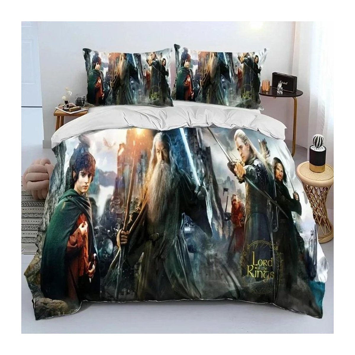 Tinika Chen Bettwäsche-Set mit Herr der Ringe und Hobbit 3D-Druck für das Kinderzimmer, Bettbezug und Kissenbezüge, B/H: 240 x 220 cm - Bild 1