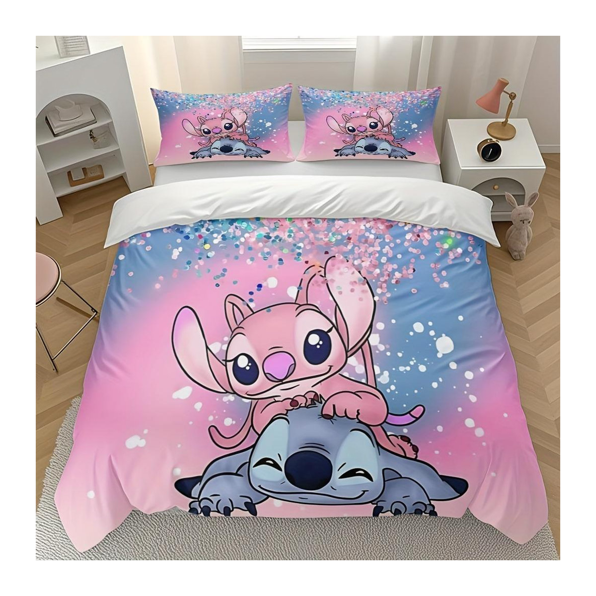 Tinika Chen Bettwäscheset Stitch Cartoon Design mit Kissenbezug, Multicolor, Queen Size, B x H: 210 x 210 cm - Bild 1