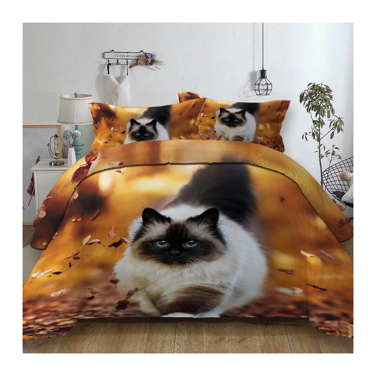 Tinika Chen Kinderbettwäsche-Set mit 3D-Katzen-Motiv, weich und bequem, 3-teilig, B/L: 135 x 200 cm - Bild 1
