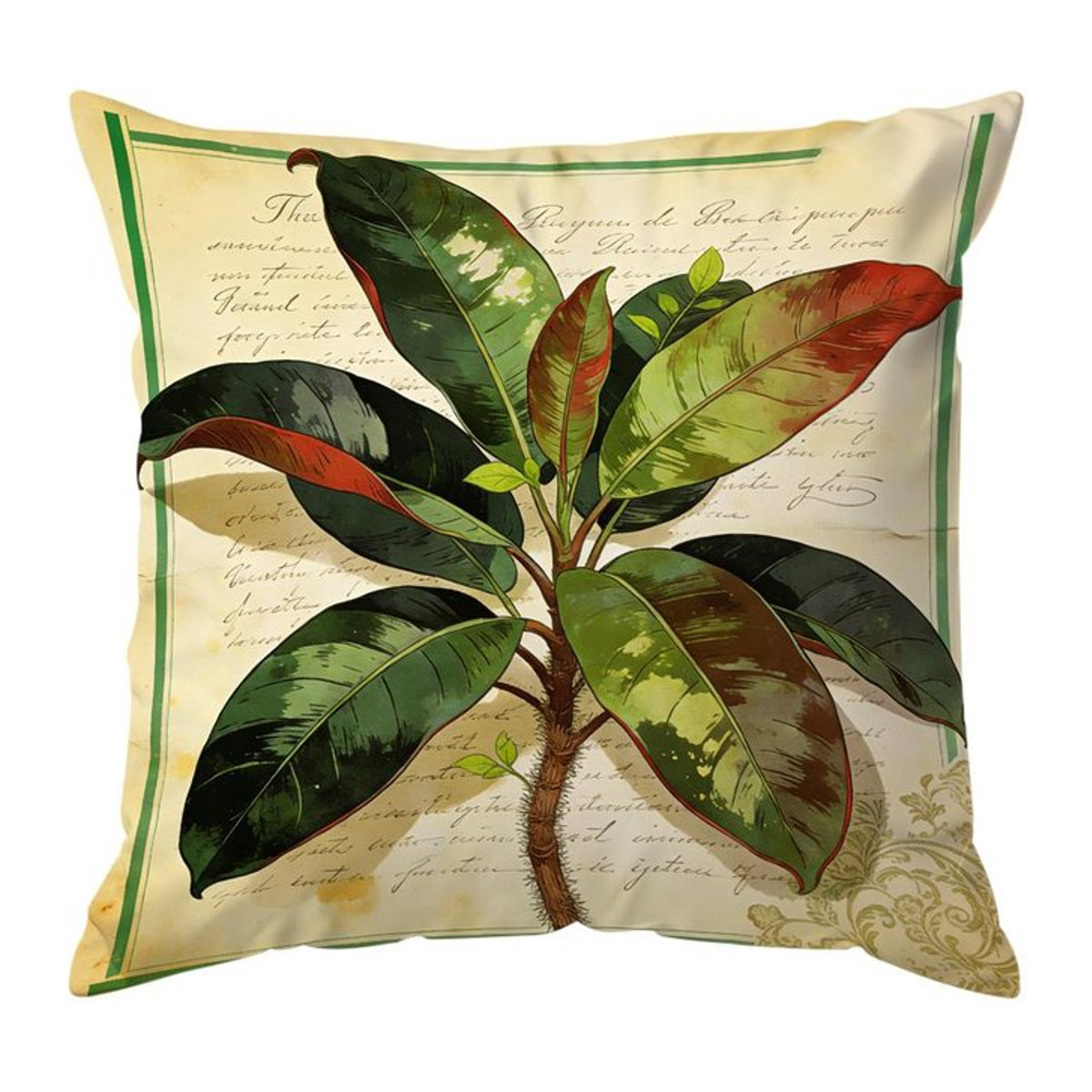 Tinika Chen Kissenbezug Vintage Grüne Blätter Serie aus Polyester, B/H: 45 x 45 cm - Bild 1