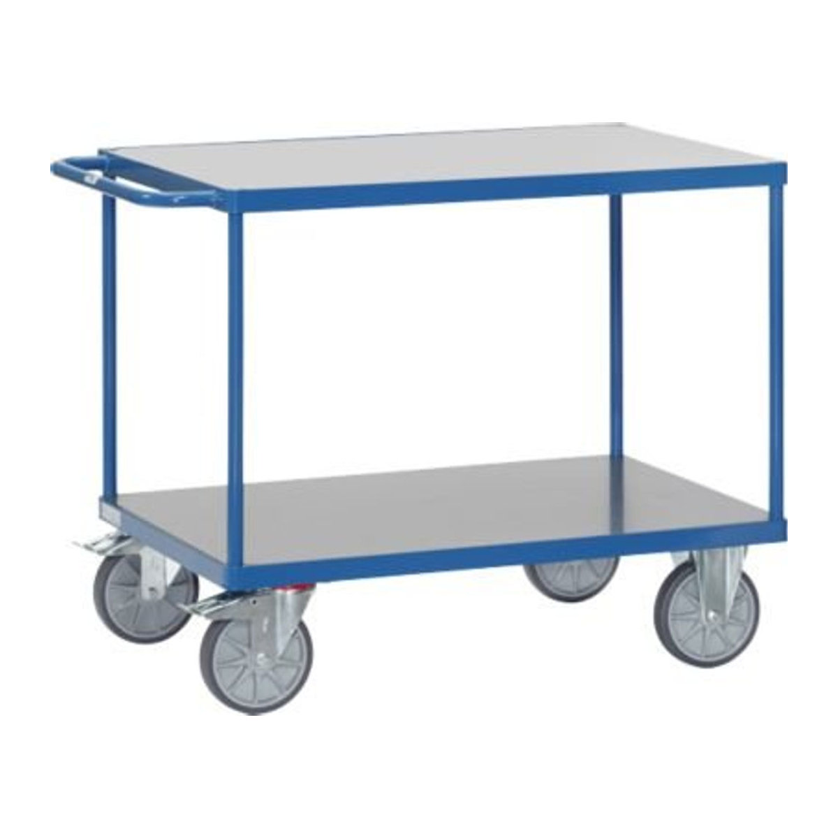 Tischwagen fetra mit 2 Etagen aus Hart-PVC, L 1000 mm x B 600 mm, bis 600 kg Belastbarkeit mit Lenk- und Bockrollen - Bild 1