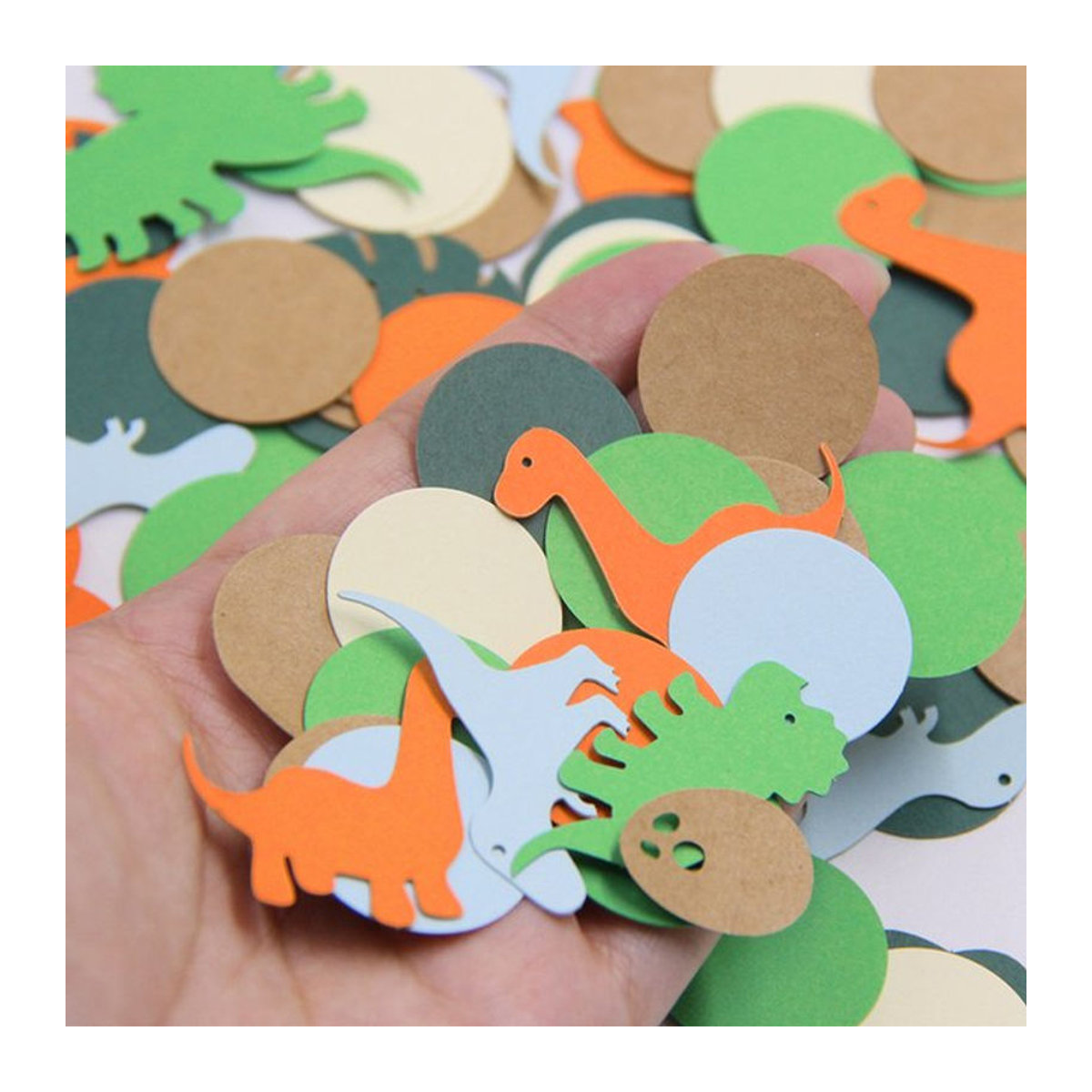 Tissy Dinosaurier Konfetti aus Papier, 100 Stück, Mehrfarbig, Tischdekoration für Kindergeburtstage und Babypartys - Bild 1