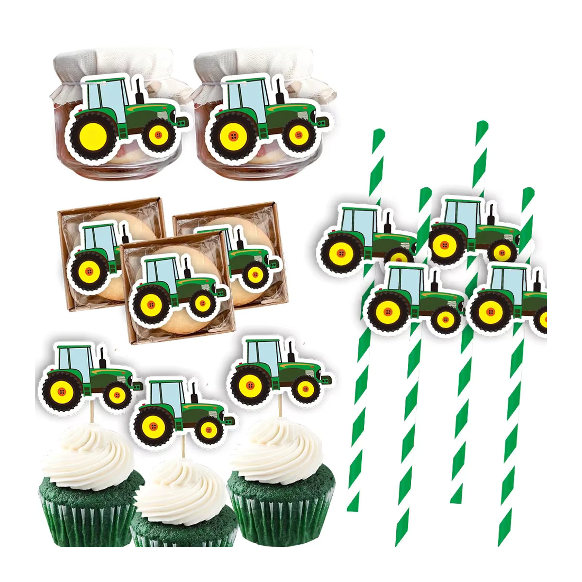 Tissy Traktor Geburtstag Dekoration Set aus Papier mit Wimpeln und Anhängern in Mehrfarbig - Bild 4