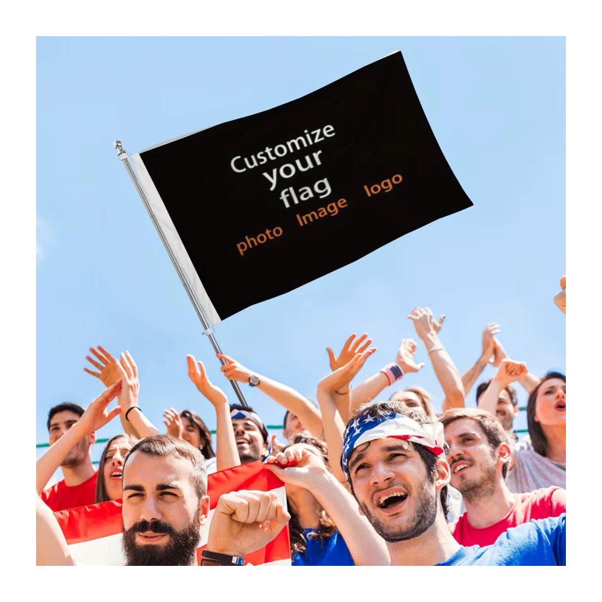 TKLK Maßgeschneiderte einseitige Flagge mit 2 Ösen und Schaftabdeckung für den Außenbereich, individuelles Design - Bild 2