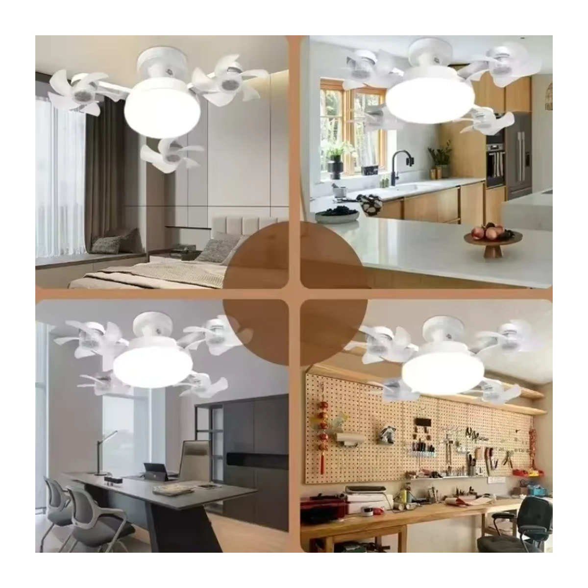 TLEDMP 2-in-1 Smart Deckenventilator mit LED und Fernbedienung, modernes faltbares Design in Weiß, E27-Sockel - Bild 4