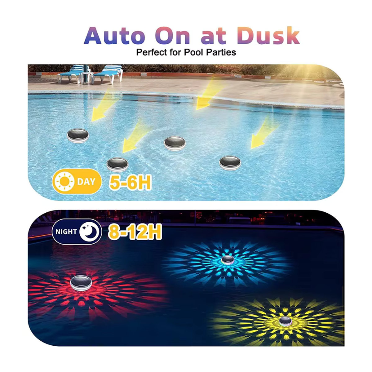 TLEDMP Bunte schwimmende LED-Pool-Lichter mit Fernbedienung und Timer, IPX7 wasserdicht für Pool, Strand und Terrasse - Bild 4