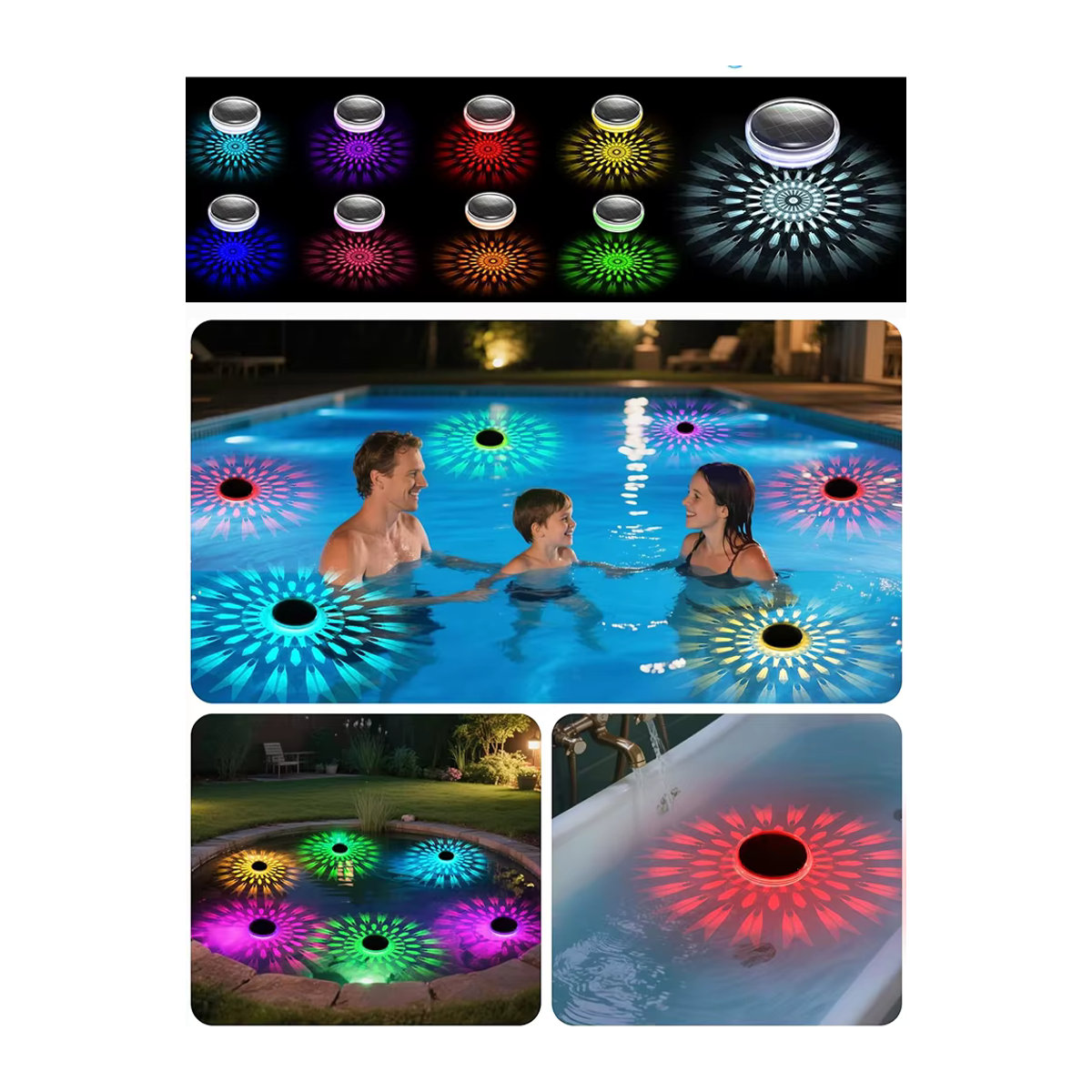 TLEDMP Bunte schwimmende LED-Pool-Lichter mit Fernbedienung und Timer, IPX7 wasserdicht für Pool, Strand und Terrasse - Bild 6
