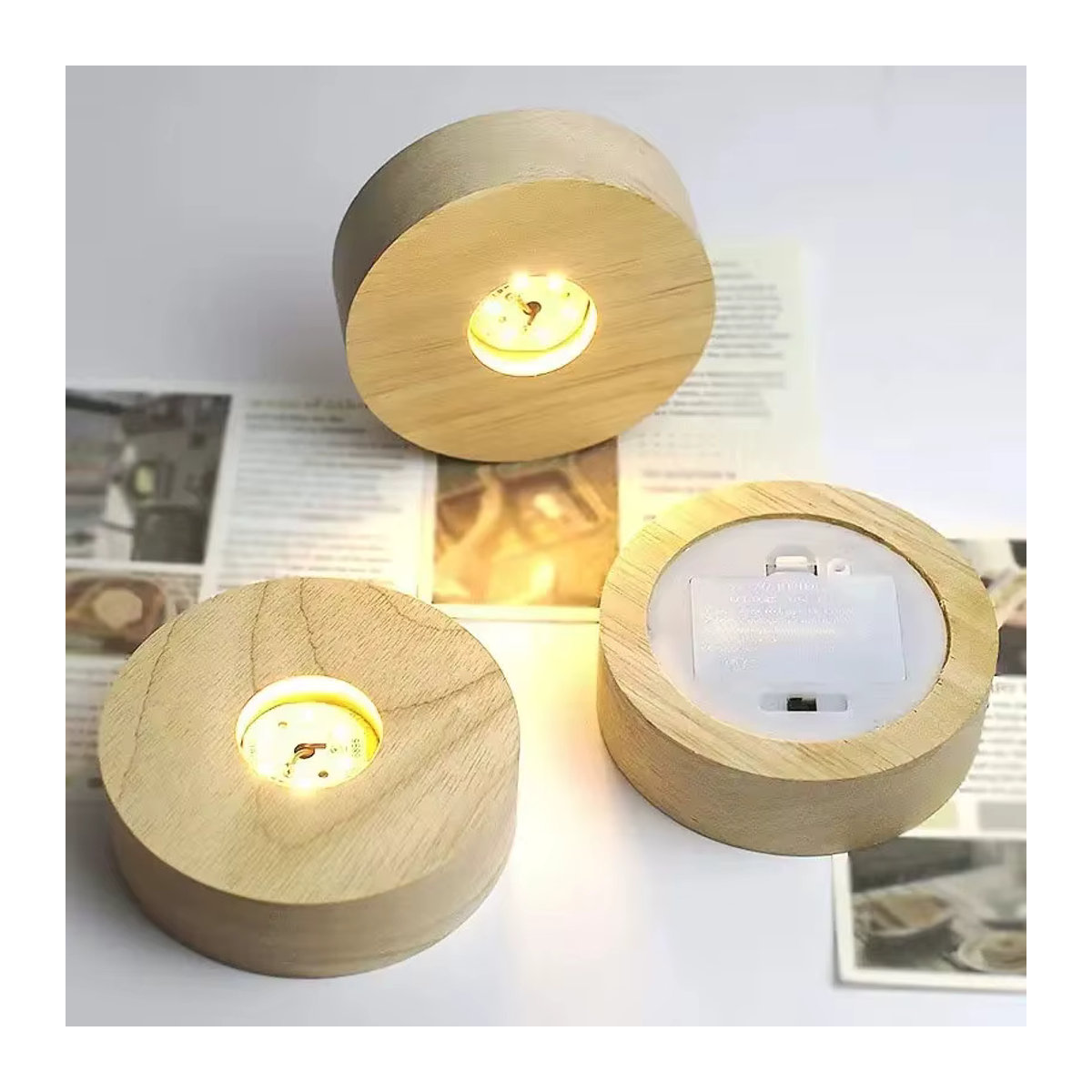 TLEDMP LED-Nachtlicht Tischlampe aus Kunstharz und Holz in Natur im skandinavischen Design - Bild 6