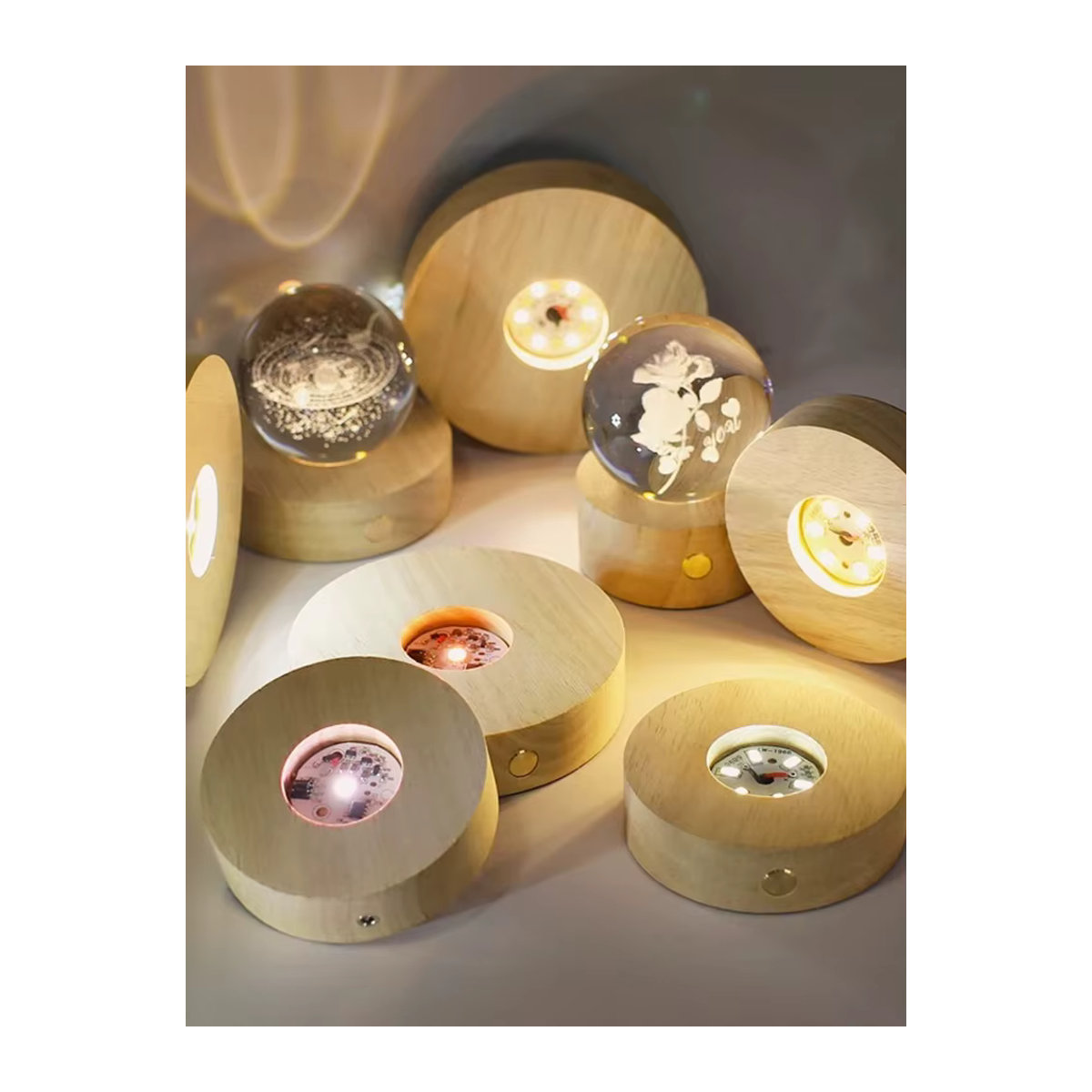 TLEDMP LED-Nachtlicht Tischlampe aus Kunstharz und Holz in Natur im skandinavischen Design - Bild 7