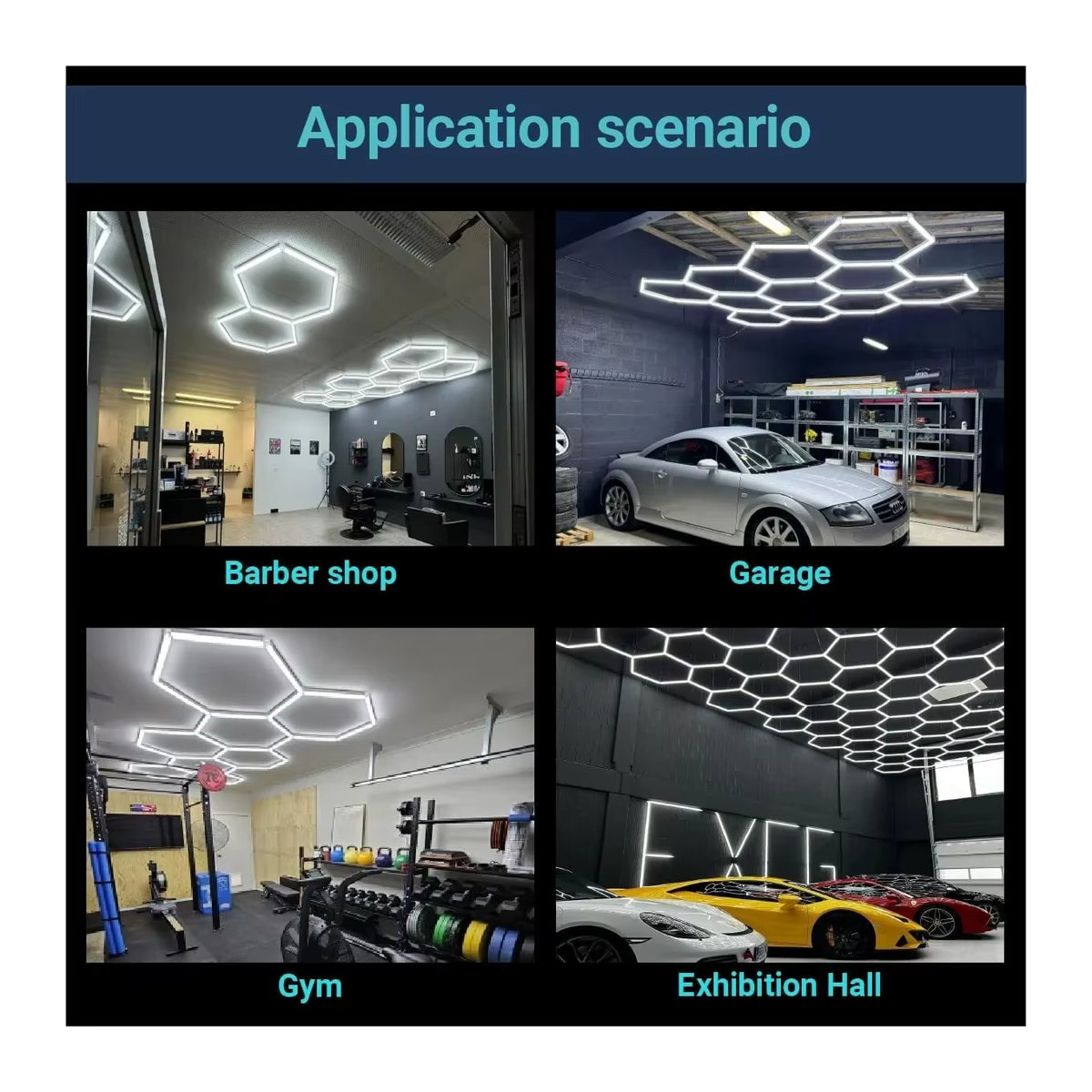 TLEDMP LED Waben Beleuchtung in Sechseck-Design aus Aluminium in Weiß für Garage und Autopflege - Bild 5