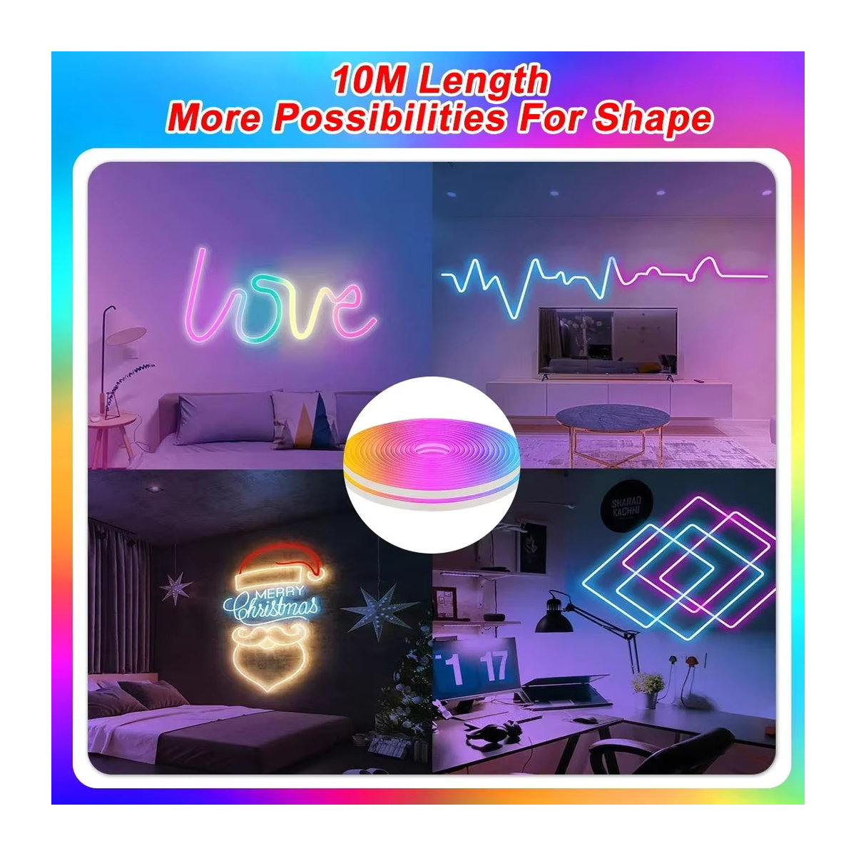 TLEDMP RGBIC Smart Neon LED Streifen mit App-Steuerung und Musik-Sync für Gaming und Wanddekoration, USB 5V - Bild 5