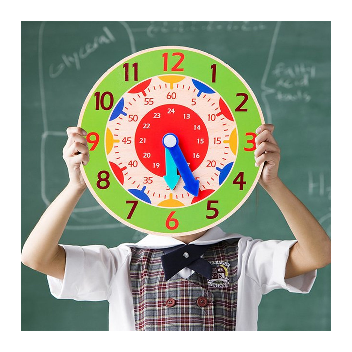 Tlewj Montessori Holzuhr als pädagogisches Lernspielzeug zum Zeitlernen für Kinder in Multicolor - Bild 1