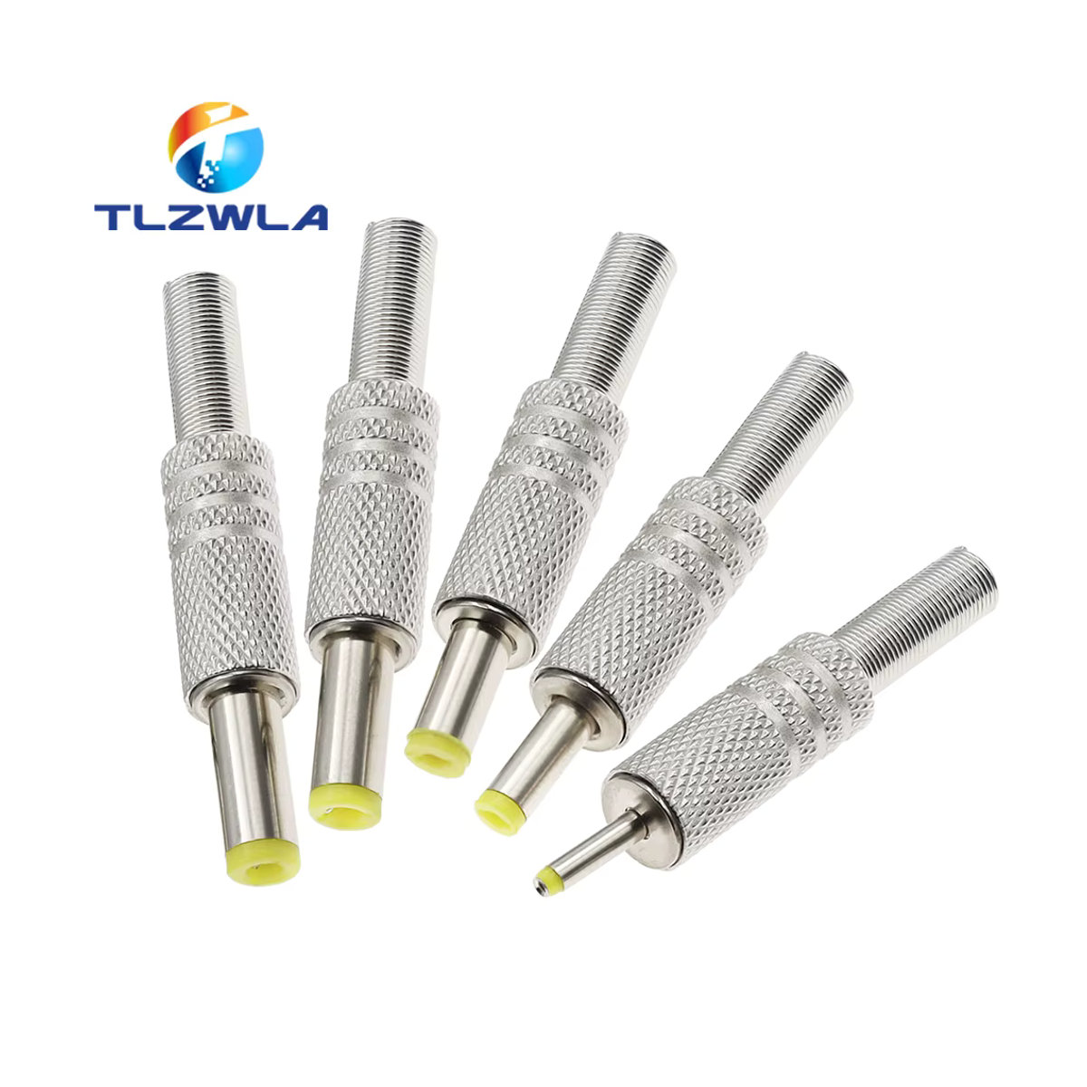 TLZWLA DC Power Jack Stecker Set aus Metall mit gelbem Kopf, 5 Stück, verschiedene Größen: 5,5 x 2,5 mm, 5,5 x 2,1 mm, 4,8 x 1,7 mm, 4,0 x 1,7 mm und 2,5 x 0,7 mm - Bild 3