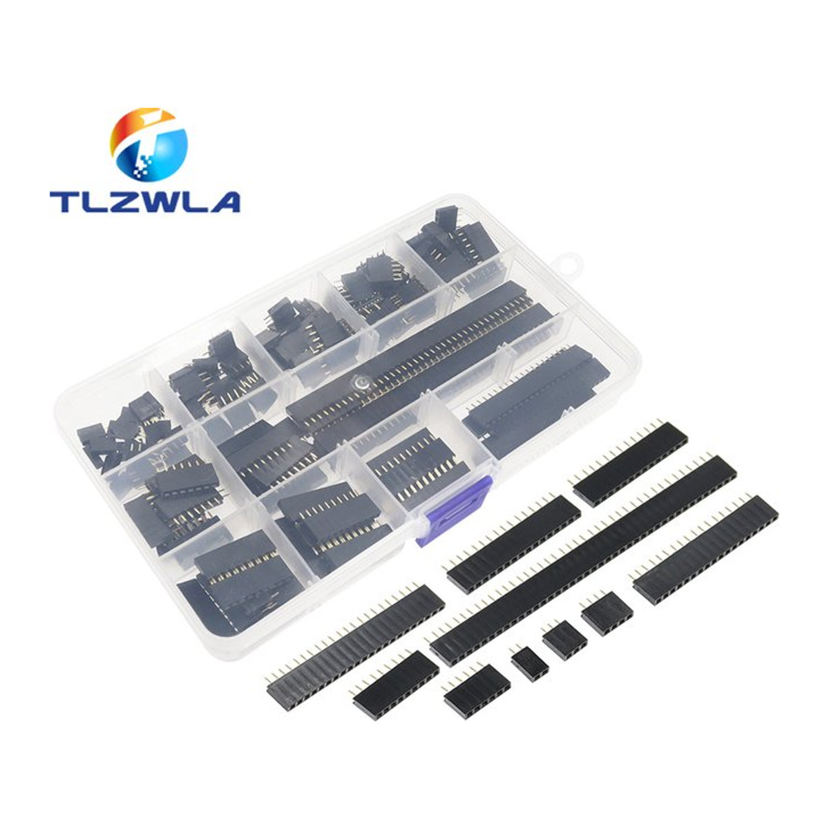 TLZWLA PCB Pin Buchse Header Stecker Set aus Kunststoff, 155 Teile, Schwarz, 2,54mm Einreihig - Bild 1