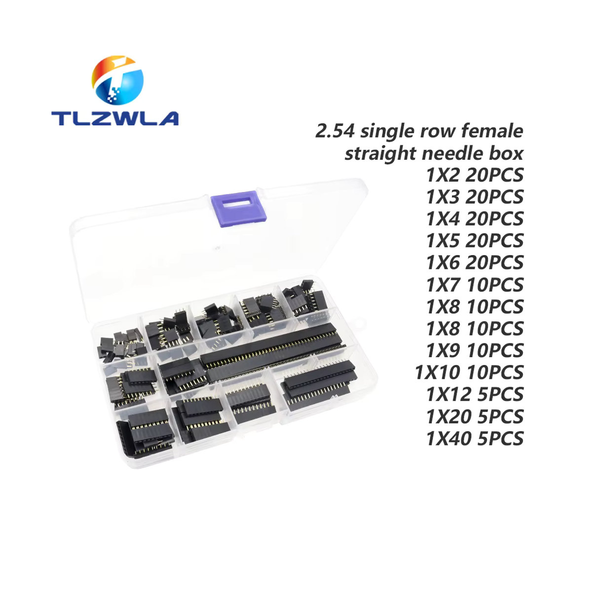 TLZWLA PCB Pin Buchse Header Stecker Set aus Kunststoff, 155 Teile, Schwarz, 2,54mm Einreihig - Bild 3