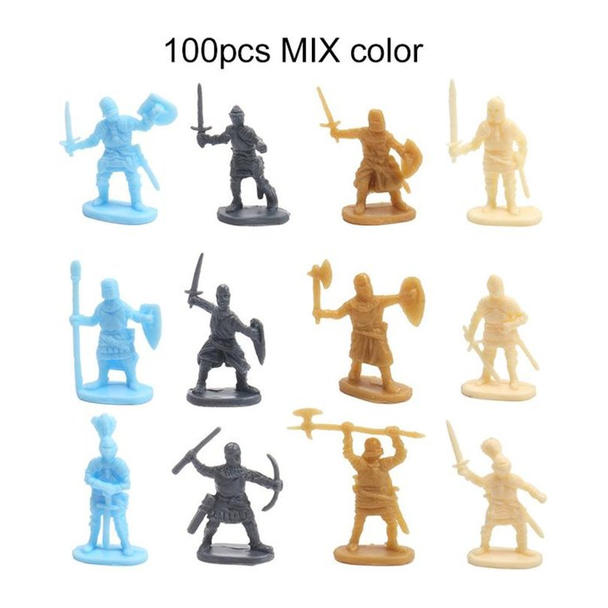 TMZ Set mit 100 antiken Soldaten Miniaturfiguren im Mittelalter-Ritter-Stil zur Dekoration - Bild 1