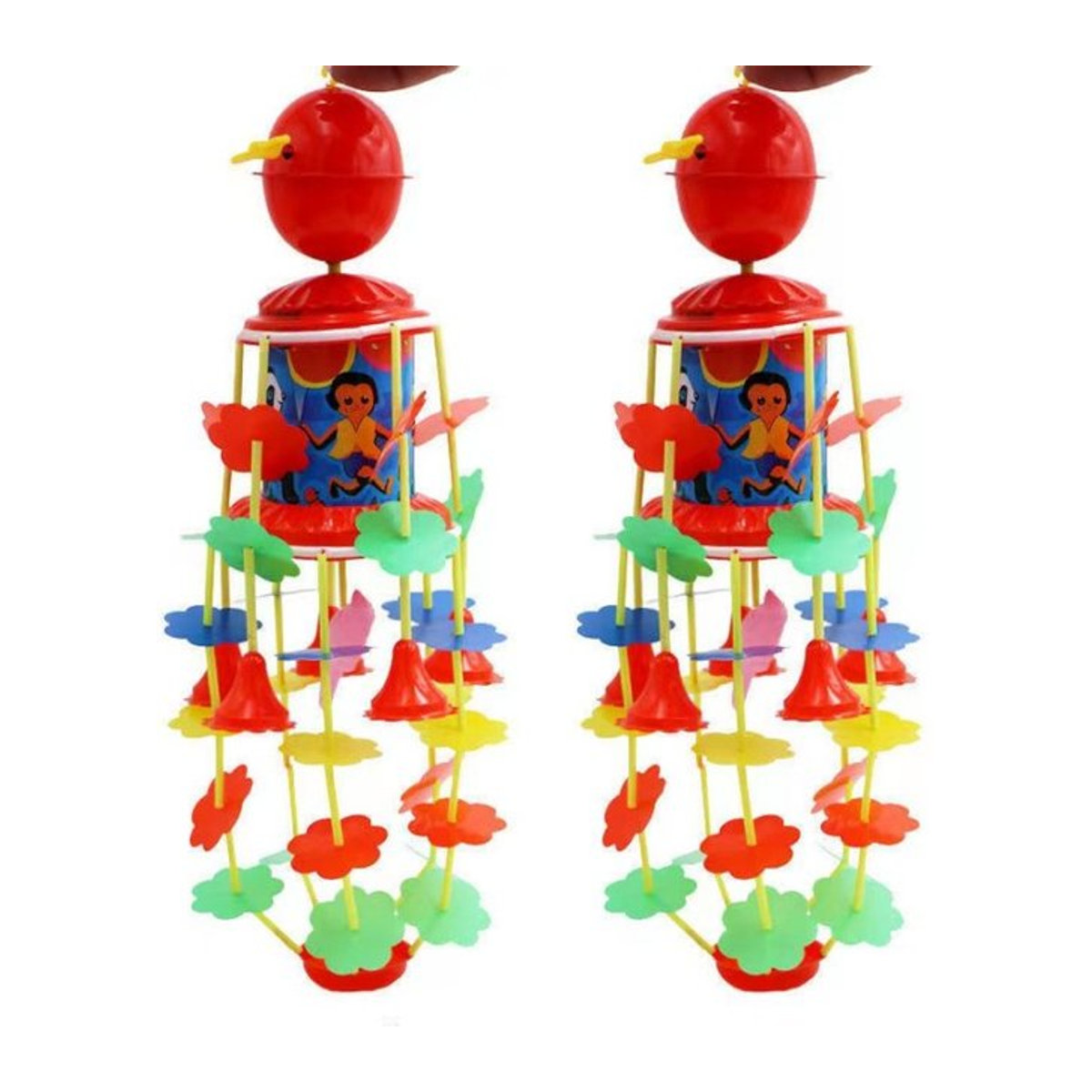 TOBEFU Nostalgisches Babyspielzeug Windspiel mit Glocken in Rot und Mehrfarbig - Bild 1