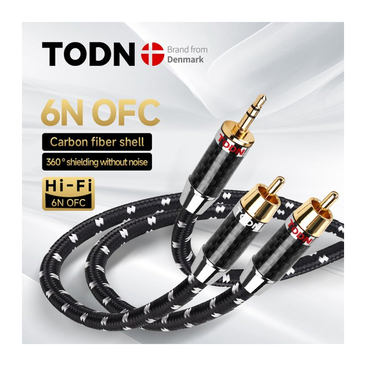 TODN HiFi Stereo RCA-Kabel Schwarz 3,5 mm auf 2RCA AUX Audiokabel Y-Splitter für Verstärker und Heimkino - Bild 1