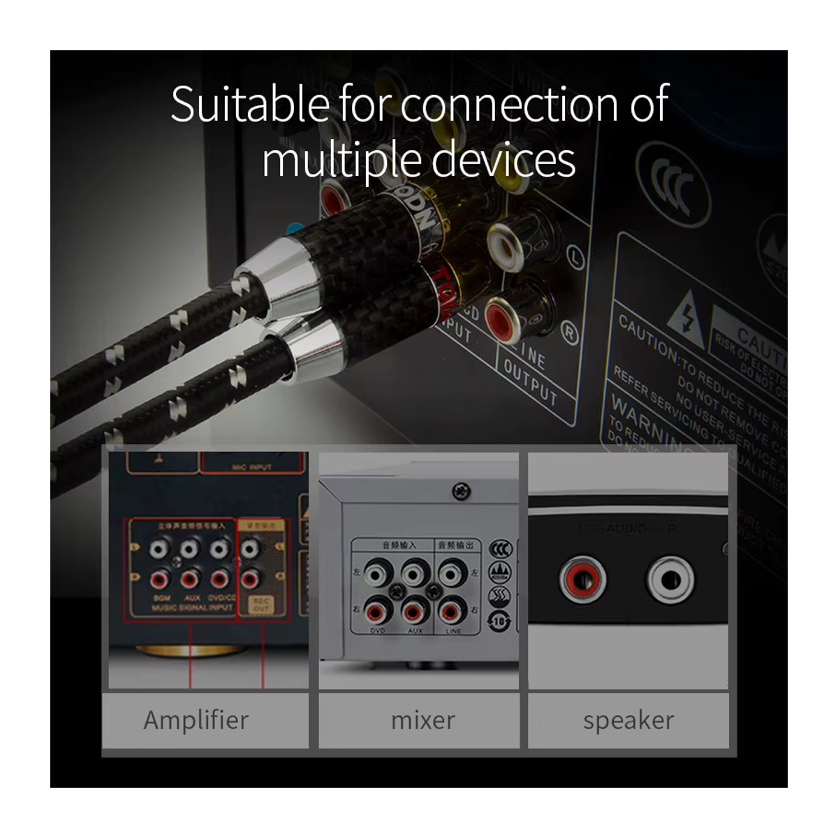 TODN HiFi Stereo RCA-Kabel Schwarz 3,5 mm auf 2RCA AUX Audiokabel Y-Splitter für Verstärker und Heimkino - Bild 3