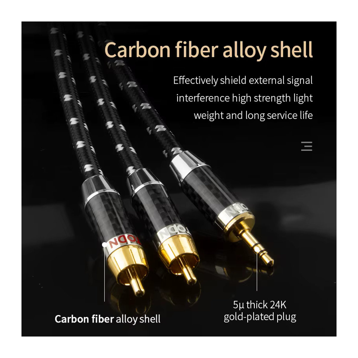 TODN HiFi Stereo RCA-Kabel Schwarz 3,5 mm auf 2RCA AUX Audiokabel Y-Splitter für Verstärker und Heimkino - Bild 5