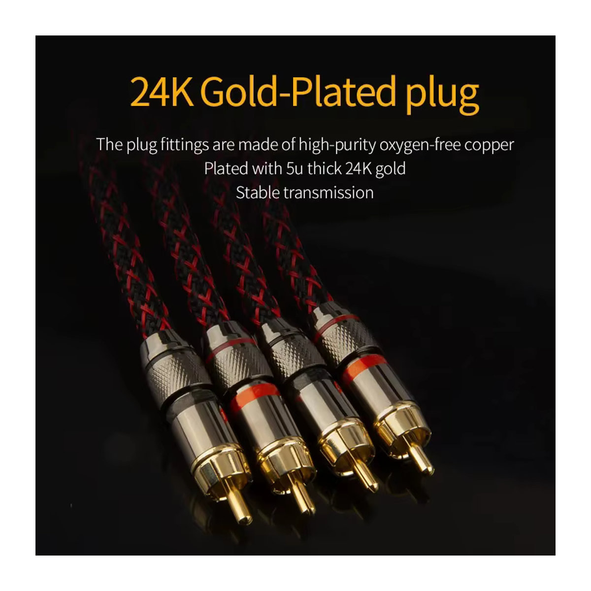 TODN RCA Audio Kabel 2 RCA zu 2 RCA Interconnect HIFI Stereo 4N OFC Stecker auf Stecker in Schwarz - Bild 3