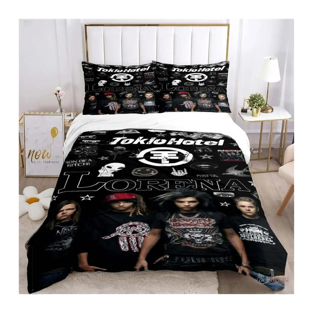 Tokio Hotel Bettwäsche-Set mit 3D-Druck, weiche Deckenhülle und Kissenbezüge, Breite: 135 cm, Länge: 200 cm - Bild 1