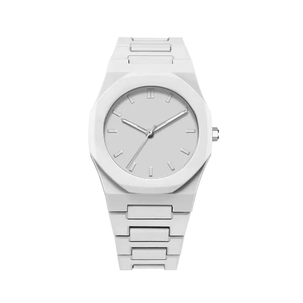 TOMI Herren Armbanduhr minimalistisch Analog mit Quarzwerk in Weiß und rundem Kunststoffgehäuse - Bild 4