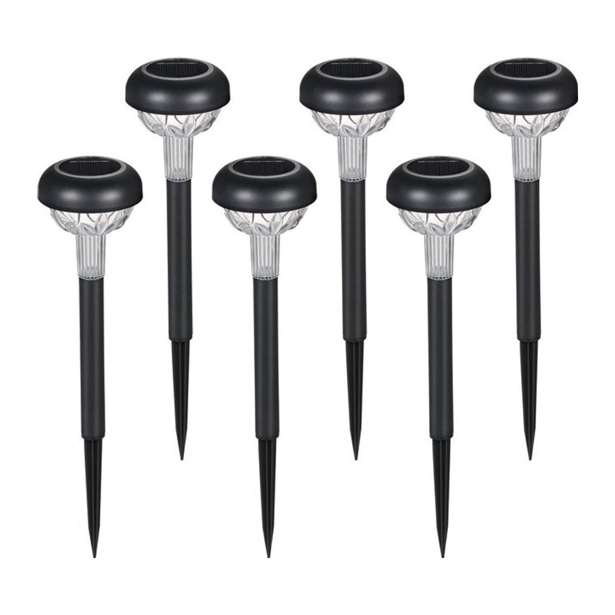 Tomshine 6er Set Solarbetriebene LED Außenlampen für den Rasen, Warmweiß, IP65 wasserdicht, Schwarz/Weiß - Bild 1