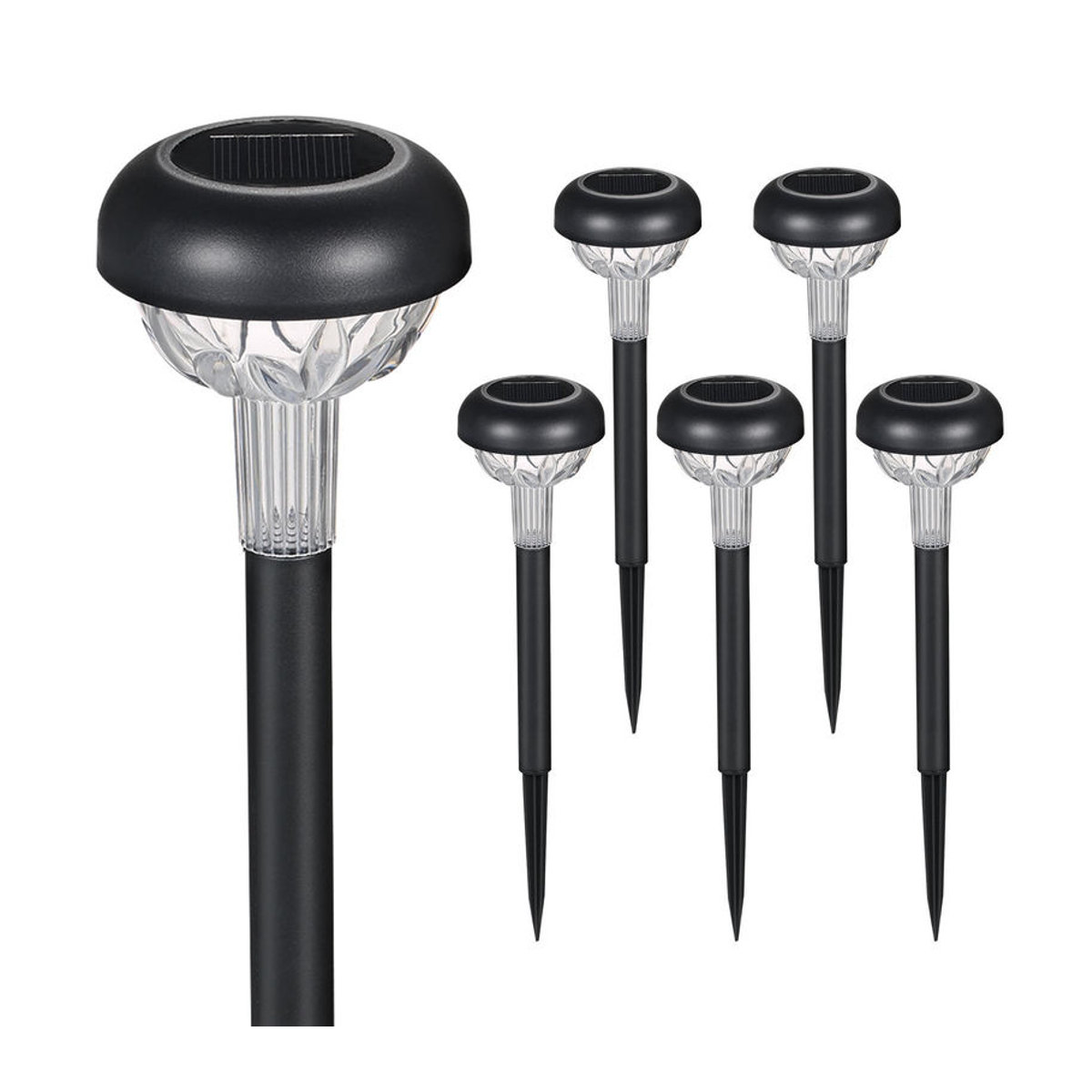 Tomshine 6er Set Solarbetriebene LED Außenlampen für den Rasen, Warmweiß, IP65 wasserdicht, Schwarz/Weiß - Bild 6