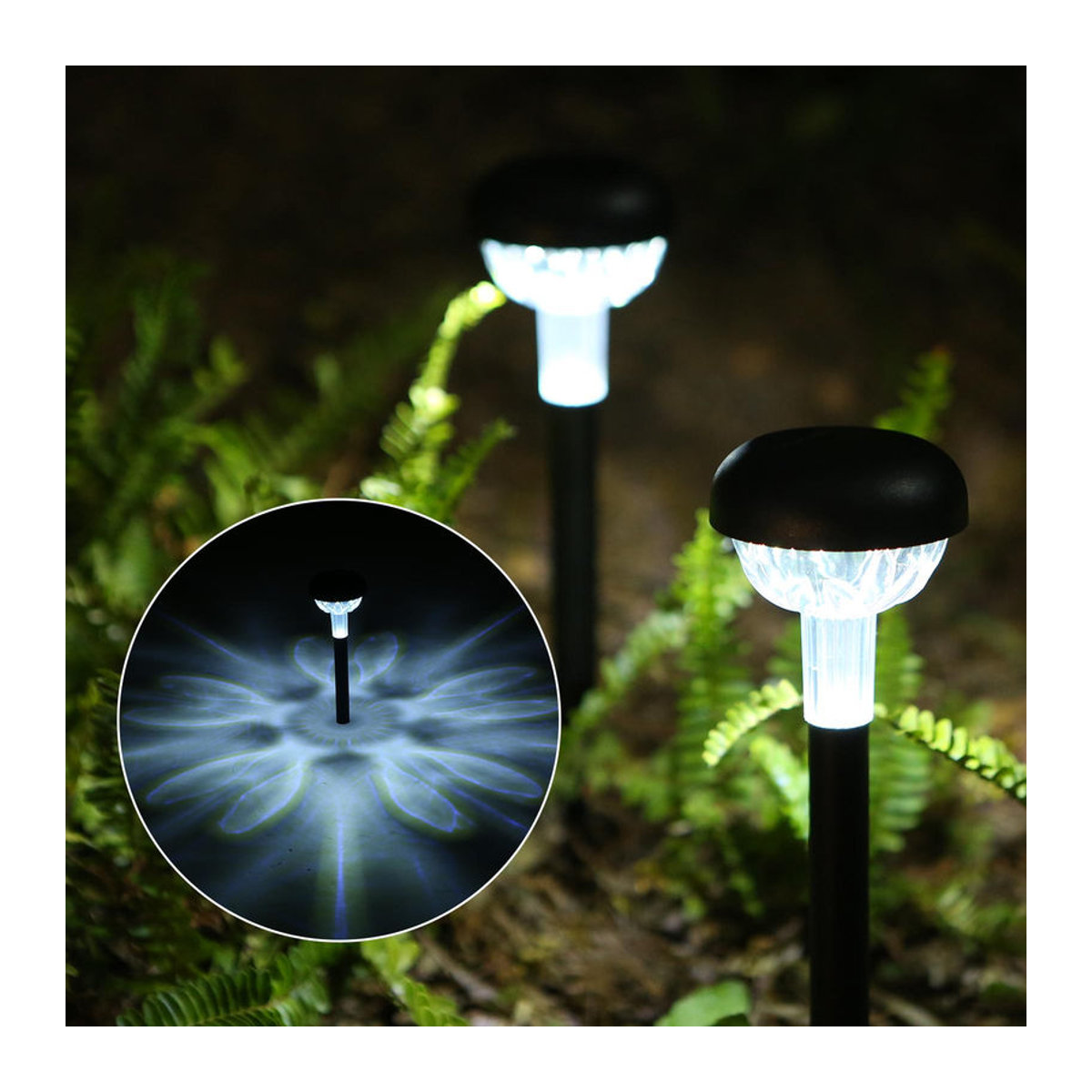 Tomshine 6er Set Solarbetriebene LED Außenlampen für den Rasen, Warmweiß, IP65 wasserdicht, Schwarz/Weiß - Bild 7
