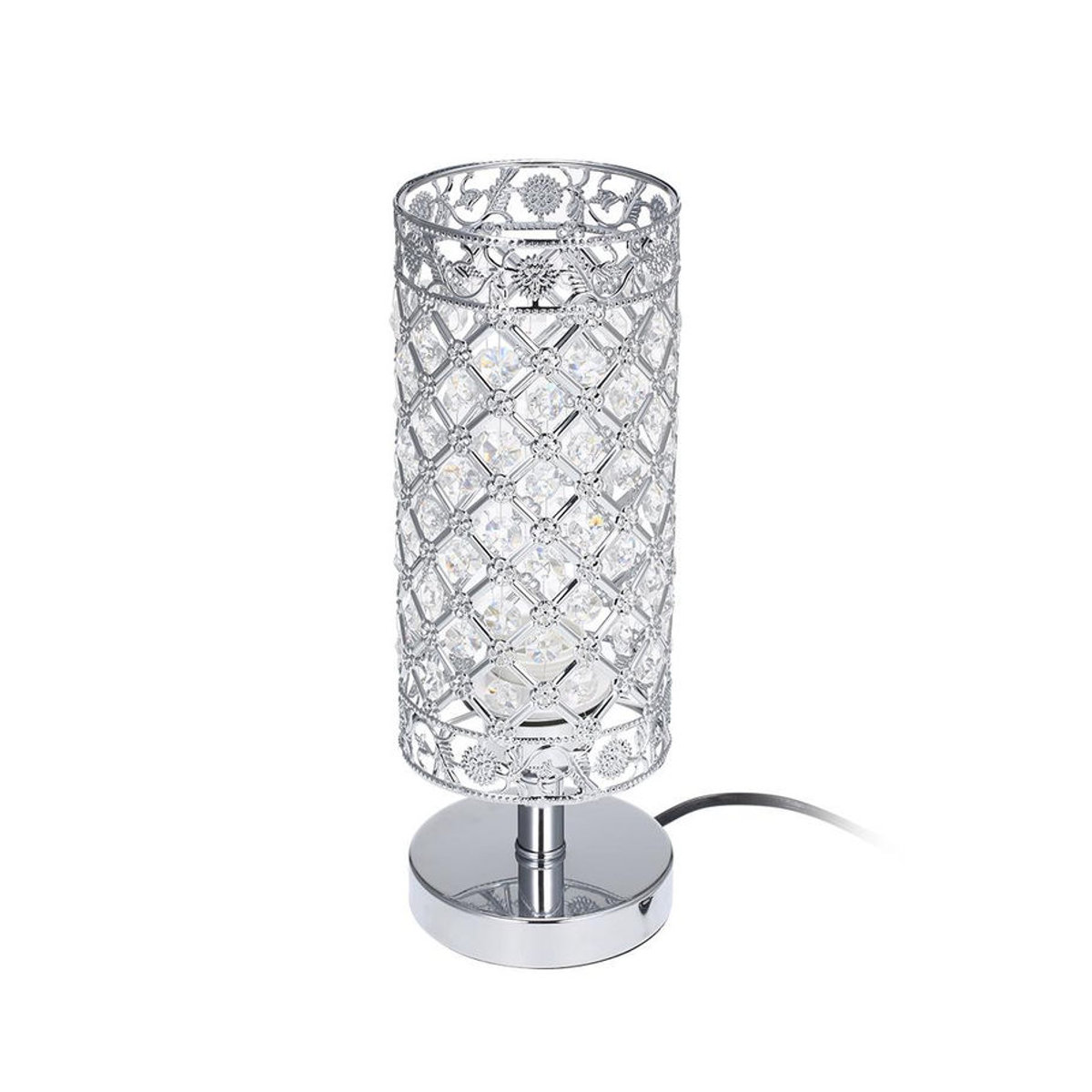 Tomshine Kristall Tischlampe in Silber aus Glas und Metall mit E27 Fassung für Schlafzimmer und Wohnzimmer - Bild 3