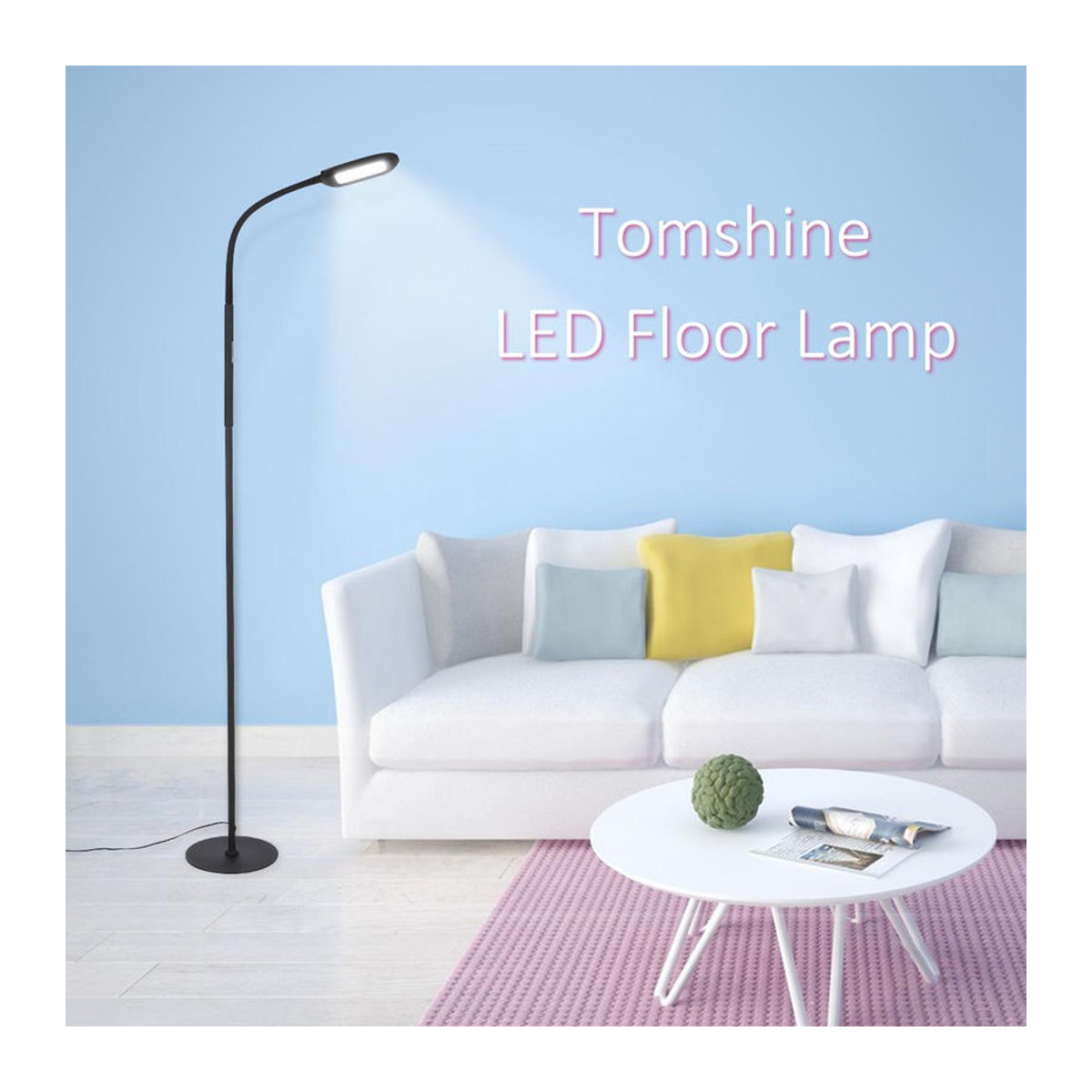 Tomshine LED-Stehlampe mit Fernbedienung und Touch-Steuerung in Schwarz aus Metall und Acryl mit 4 Farben und hoher Lumen-Zahl - Bild 6
