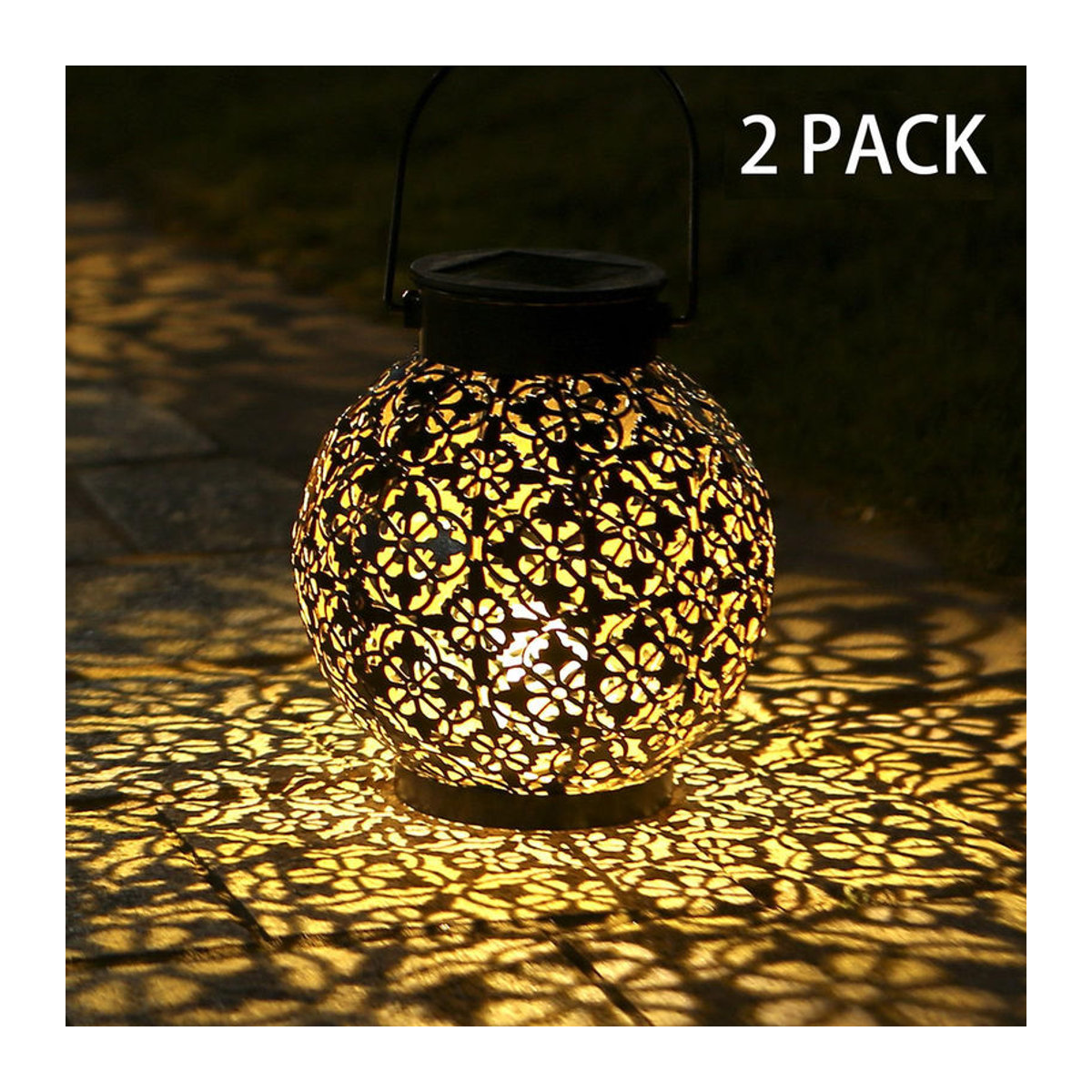Tomshine Solar-Laternen aus Metall im Retro-Design, 2er-Set, dekorative hängende LED-Außenleuchten mit warmweißem Licht, IP44 wasserdicht - Bild 3