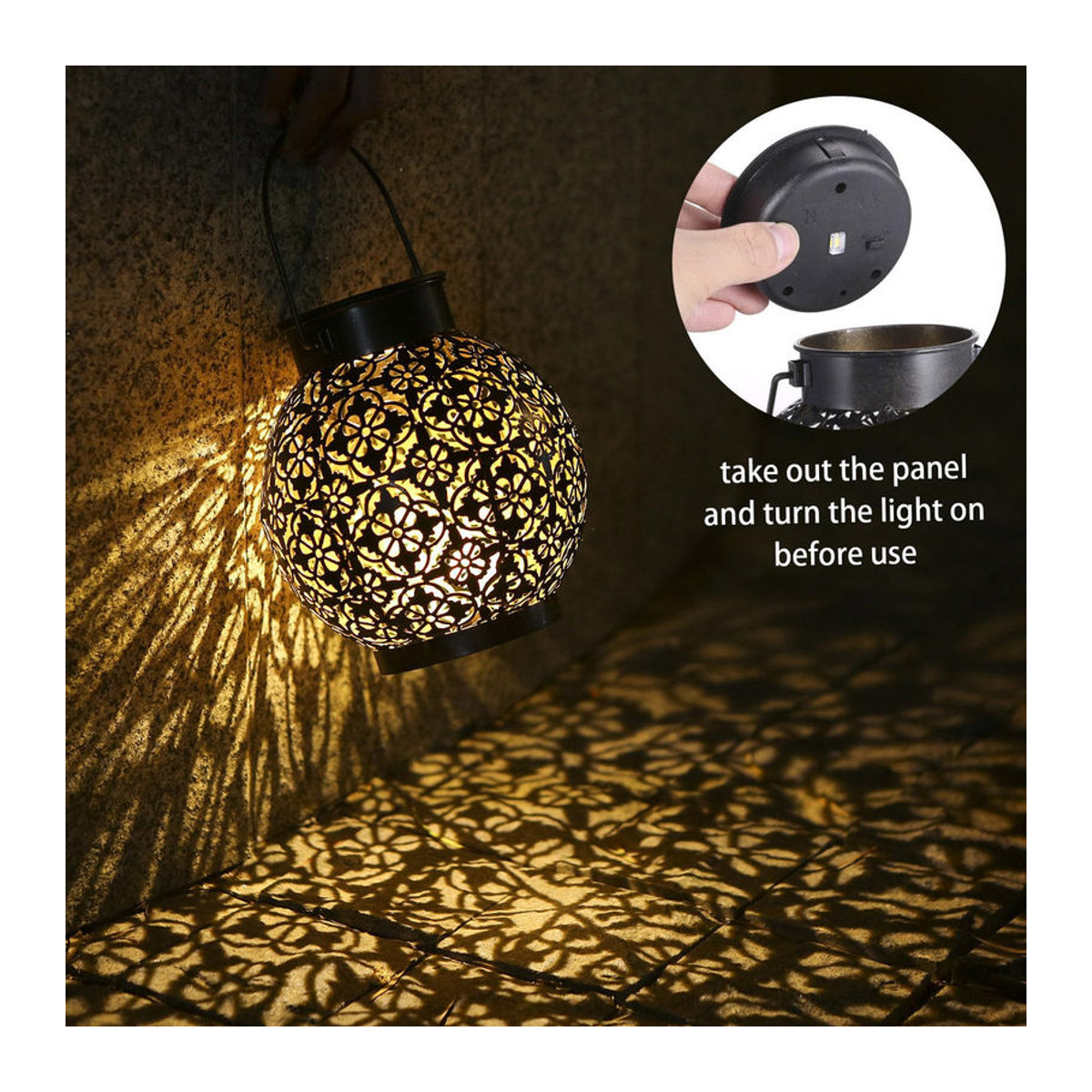 Tomshine Solar-Laternen aus Metall im Retro-Design, 2er-Set, dekorative hängende LED-Außenleuchten mit warmweißem Licht, IP44 wasserdicht - Bild 9