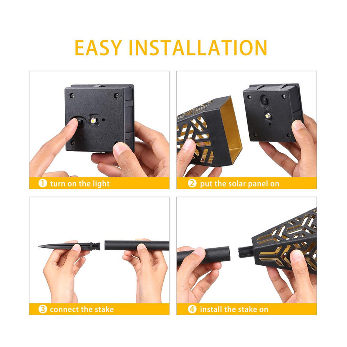 Tomshine Solarleuchte LED Gartenbeleuchtung mit Sensor, Warmweiß, Kunststoff, IP44, Modern - Bild 3